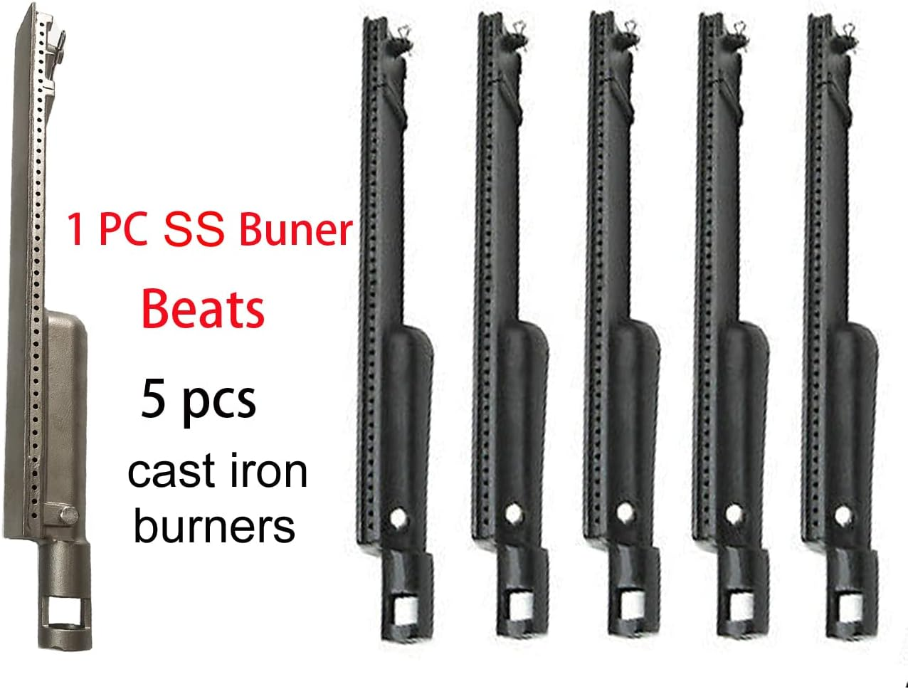 GRILLJOB 15-3/4&ldquo; Heavy Duty Cast Stainless Steel 304 BBQ Grill Burners Bull BBQ Replacement Parts for Cal Flame Aussie Blaze Jenn AIR Thermos Turbo Beefeater