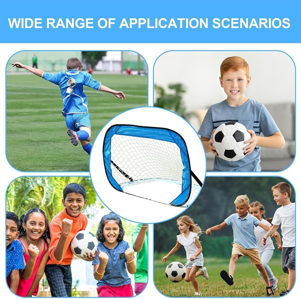 AIMALL Foldable Kids Football Goal Portable Outdoor Football Net Durable Training Gate with Easy Storage Design 47.24X31.49In image number 2