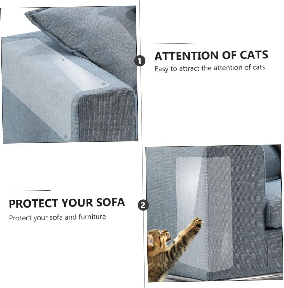 VERDANVERSE Cat Furniture Protector anti Scratch Tape 6 Sheets Nails 47X14Cm Sofa Couch Guards for Cats Furniture Scratch Deterrent and Training image number 4