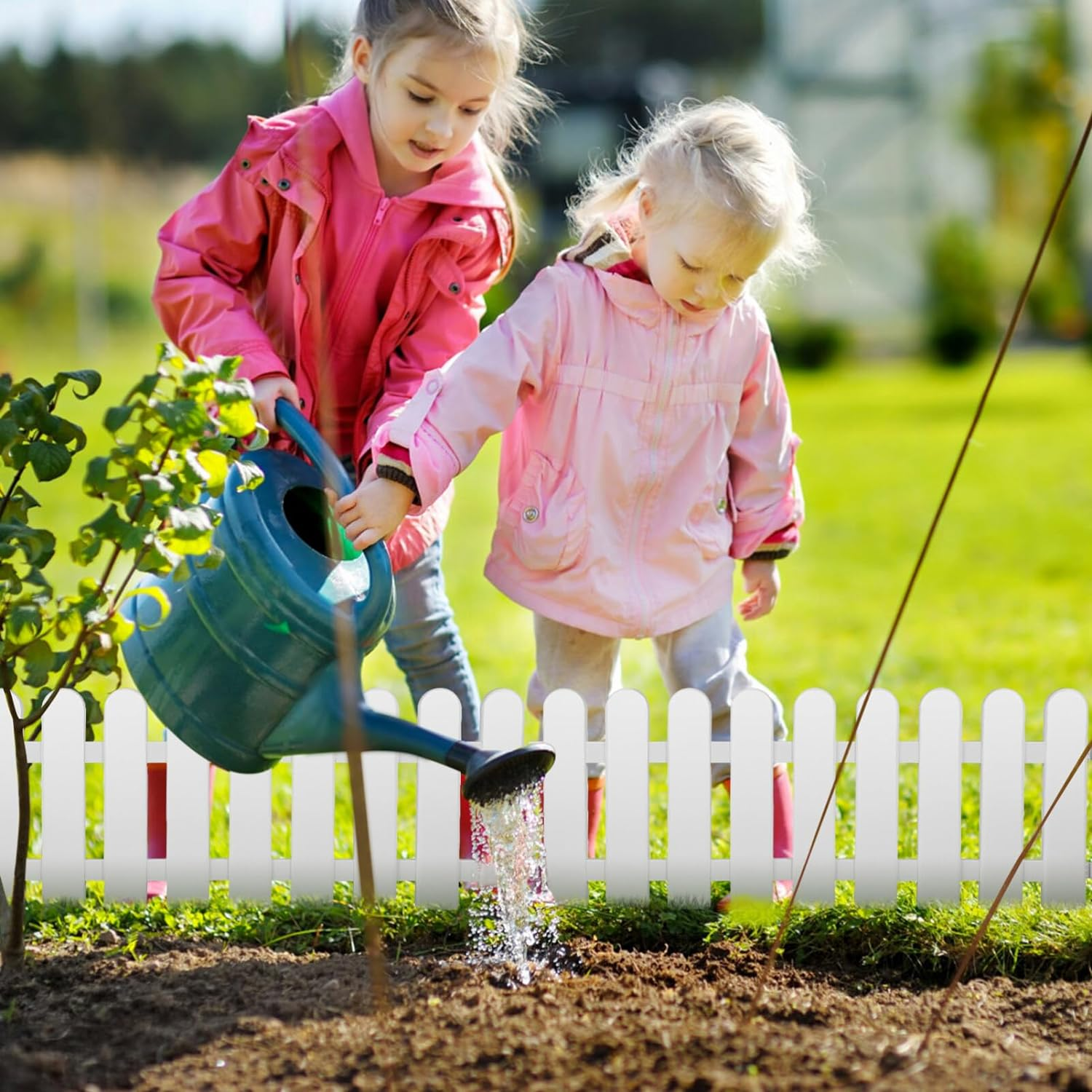 Ciieeo 5Pcs White Plastic Fence Garden Picket Fence Plastic Path Panels for Christmas Xmas Tree Gate image number 4