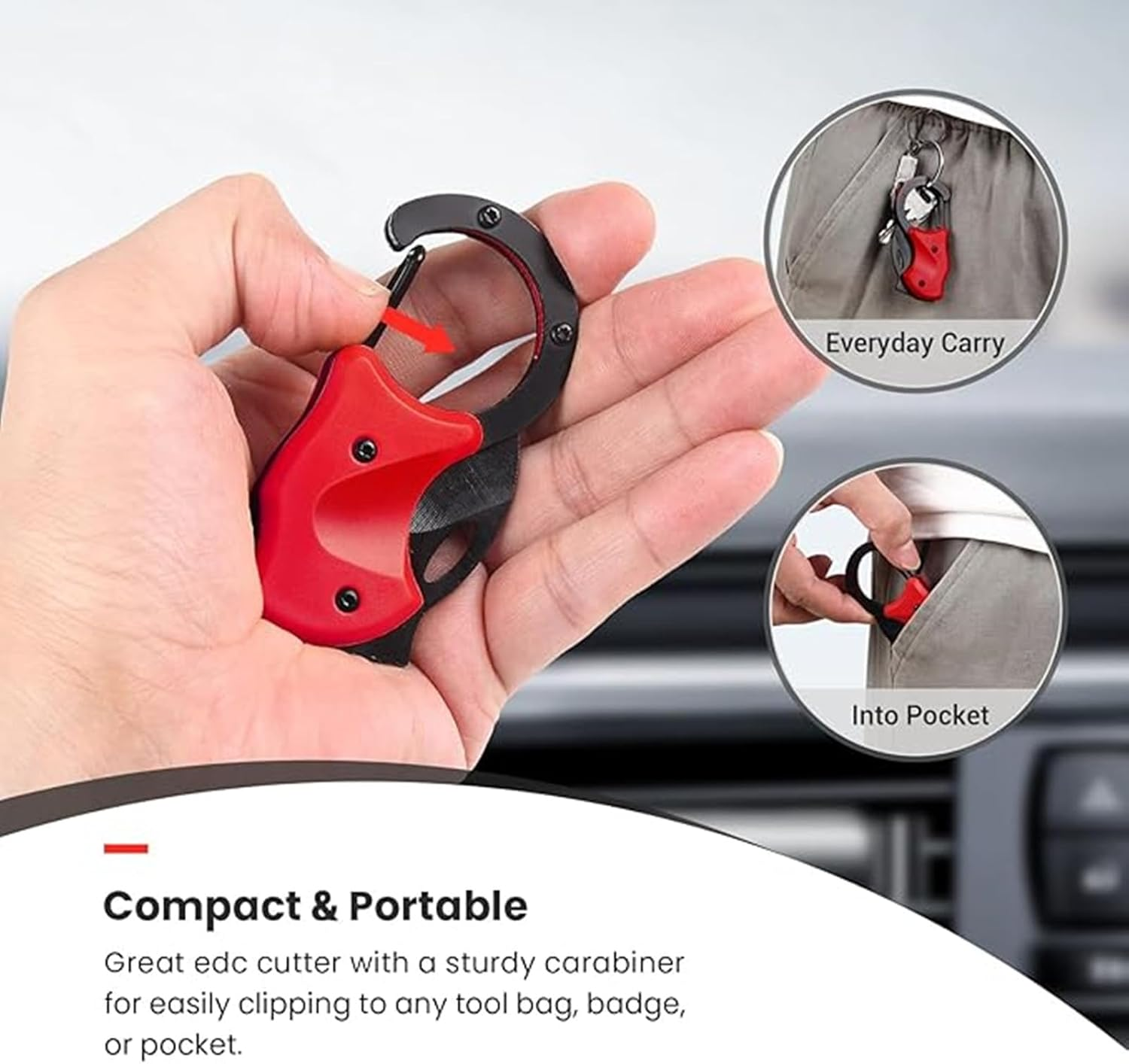 Small Pocket Knife for Men Women, Carabiner Mini Keychain Knife, Box Cutter, Folding Knives for Indoors Outdoors, Gifts Stocking Stuffers for Him and Her(Red) image number 1