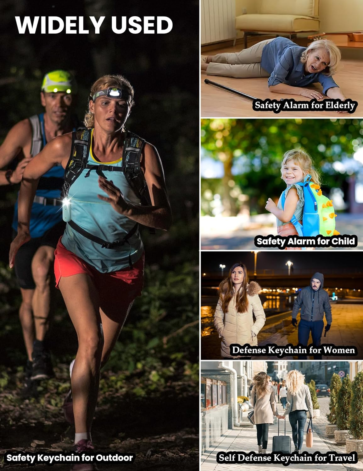 ROTOPATA Personal Safety Alarm Keychain for Women, Rechargeable 130DB Loud Emergency Self Defense Key Chain Siren with LED Strobe Light for Elderly Traveling College Essentials (Light Blue) image number 2