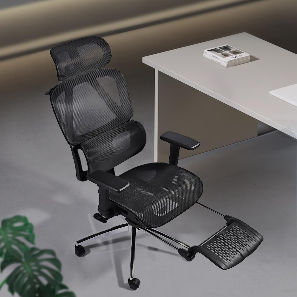 Furb Ergonomic Office Chair, High Desk Chair with 3D Adjustable Armrest Steel Base Lumbar Support for Executive/Computer Desk/Task Work, Black image number 6