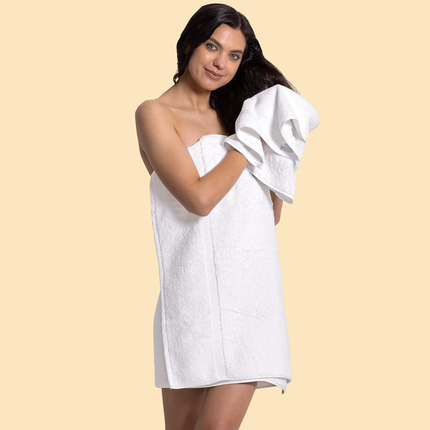 Luxury Hotel & Spa Bath Towel 100% Genuine Turkish Cotton, Set of 4, White image number 3