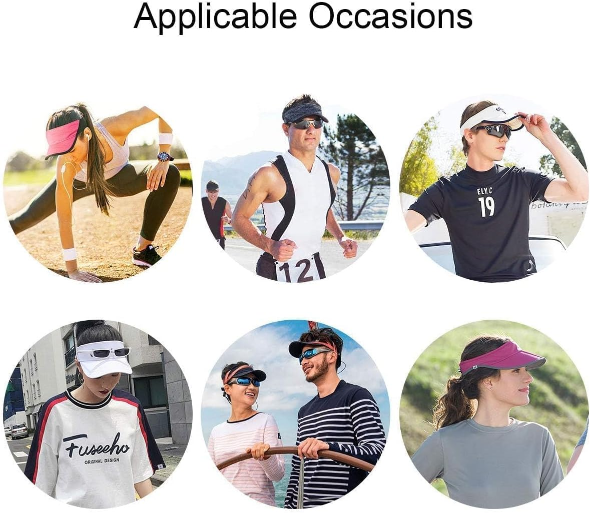 Hebenie Sun Visor Hats-Golf Visor for Women Ponytail Baseball Cap Adjustable Sports Tennis Visor Hat UV Protection Sun Hat Multicolour One Size for Women