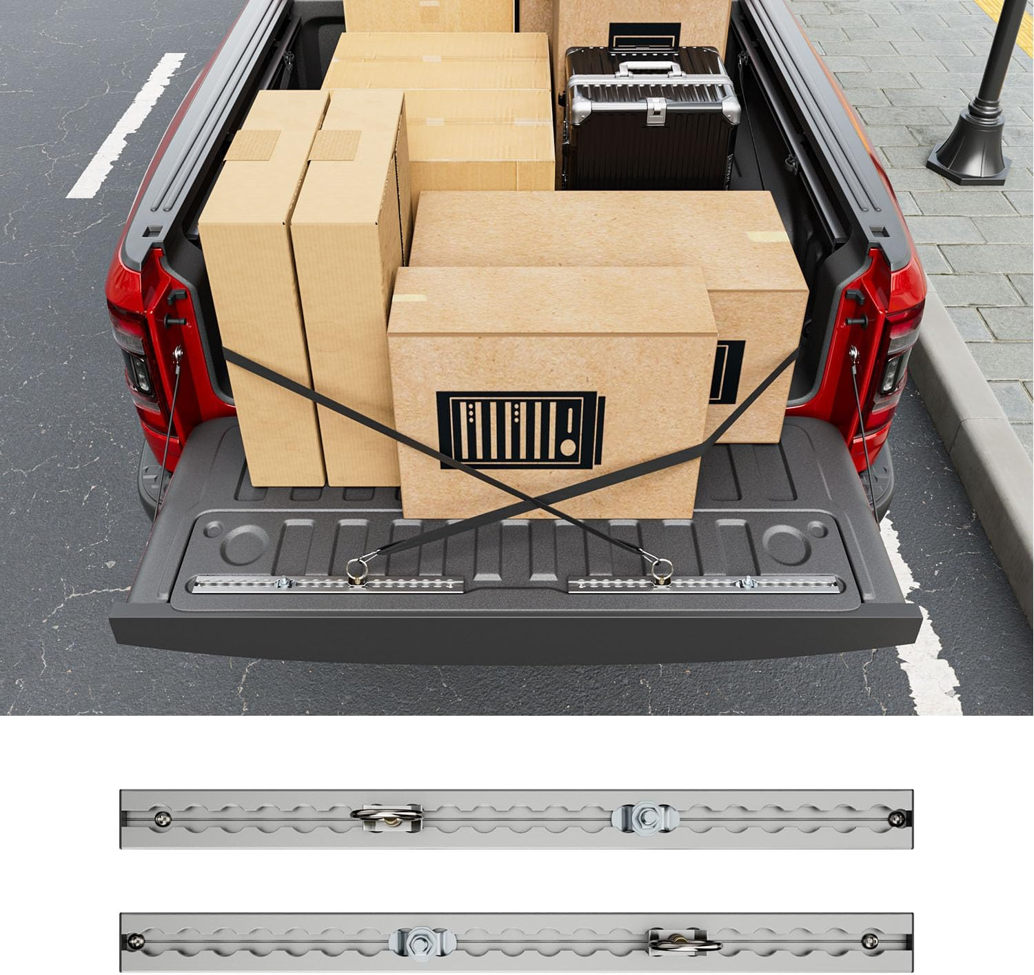 Tailgate Track Compatible with 2019-2025 Dodge RAM 1500 Tailgate Trail Rail System Cargo Management Tie down Rail Replacement for 2019-2025 Dodge RAM 1500 Accessories image number 4