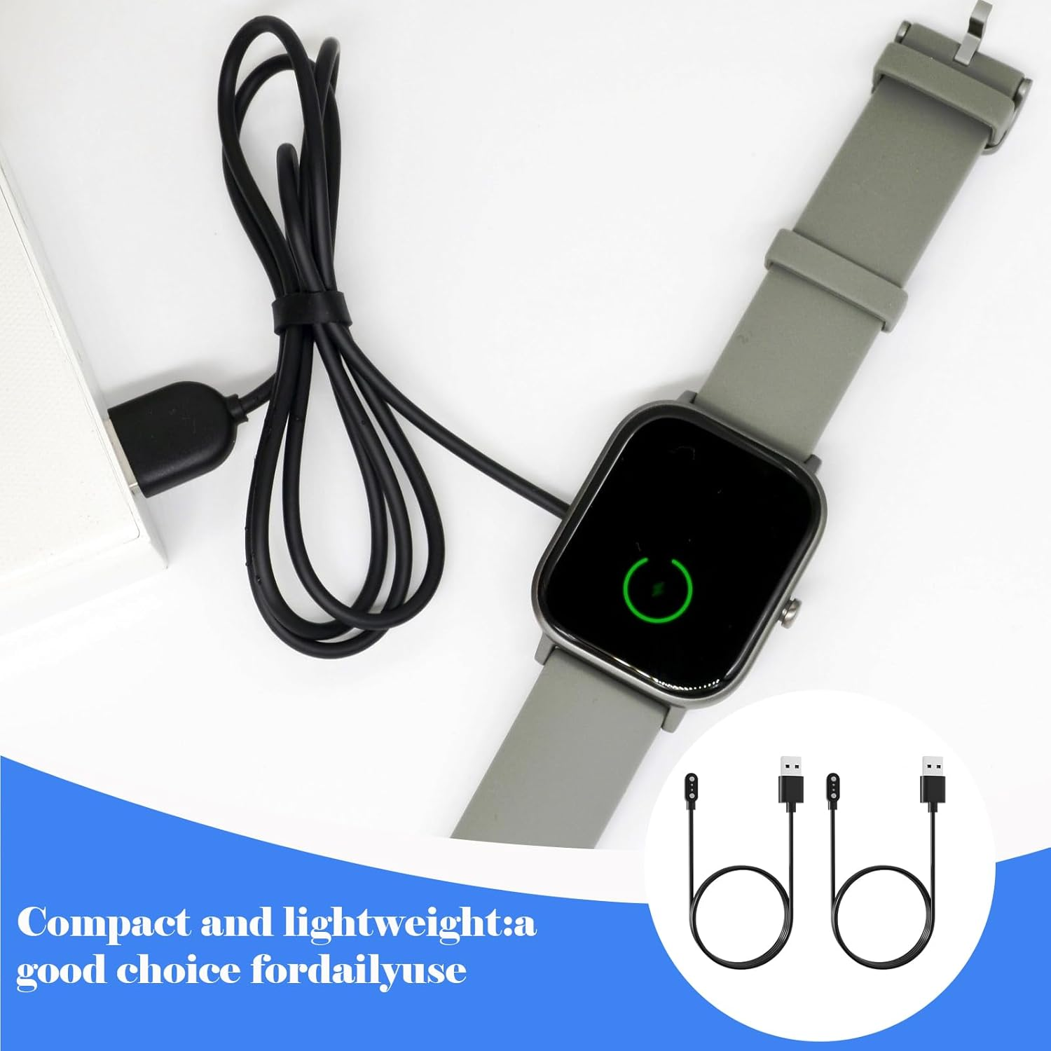 Magnetic Charger, 2 Pcs Watch Magnetic Charging Cable, Smart Watch Charging Cable Compatible with Fitpolo, Chargers Compatible with IDW13/IDW16/IDW19 Kids Fitness Tracker Watch (Black) image number 4