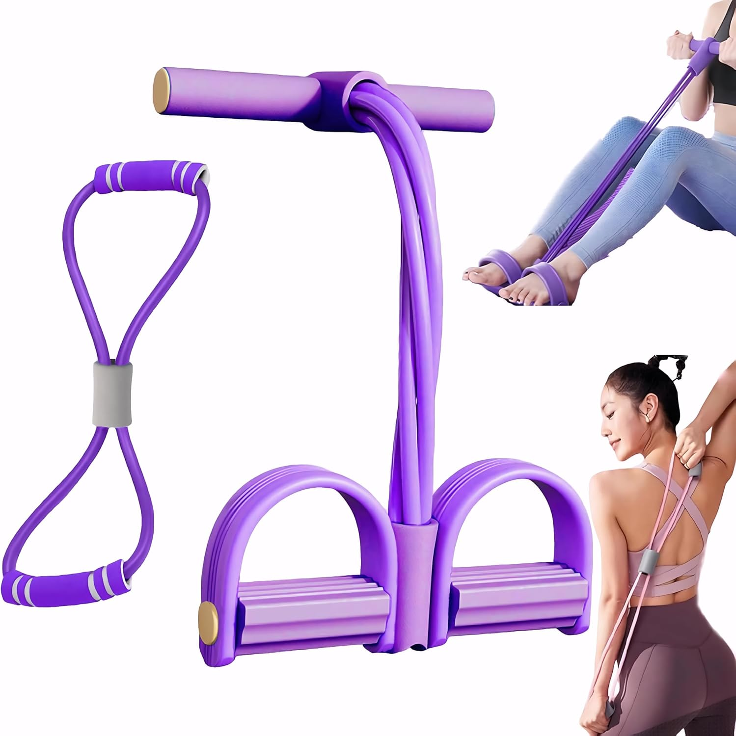 21 Fitness Resistance Bands-6 Tube Pedal Ankle Puller with Figure 8 Exercise Bands,Multifunction Tension Rope,Natural Latex Fitness Bands for Strength Training, Tummy, Waist, Arm, Leg Slimming