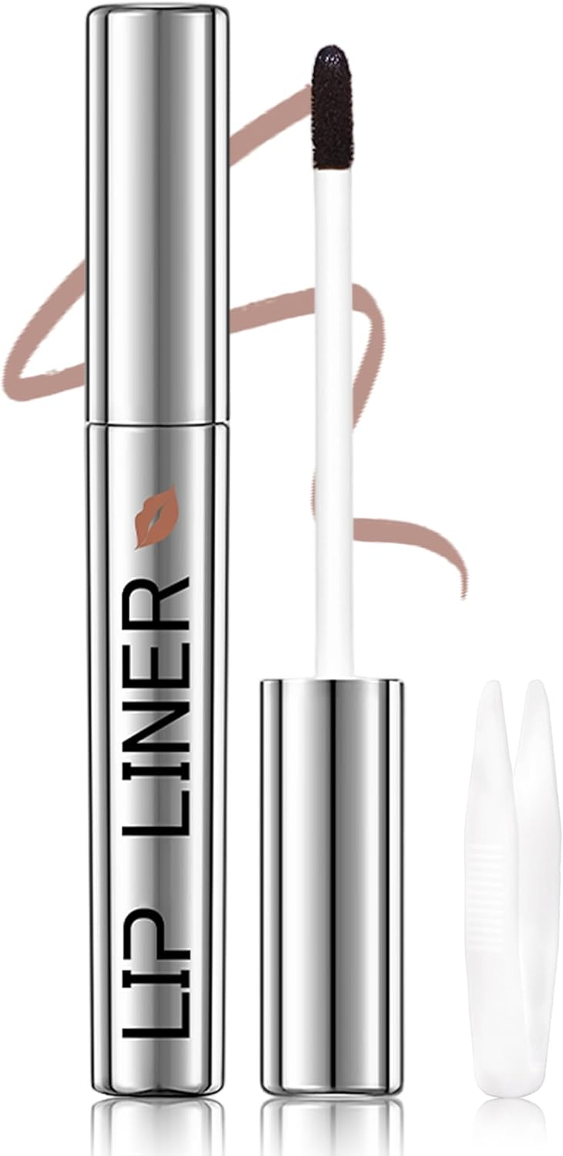 Erinde Peel off Lip Liner Stain with Tweezer, Matte Peel off Tattoo Lip Liner, Long Lasting Waterproof Lip Gloss, Transfer-Proof Highly Pigmented Color Lipliner #1 Rose Pink