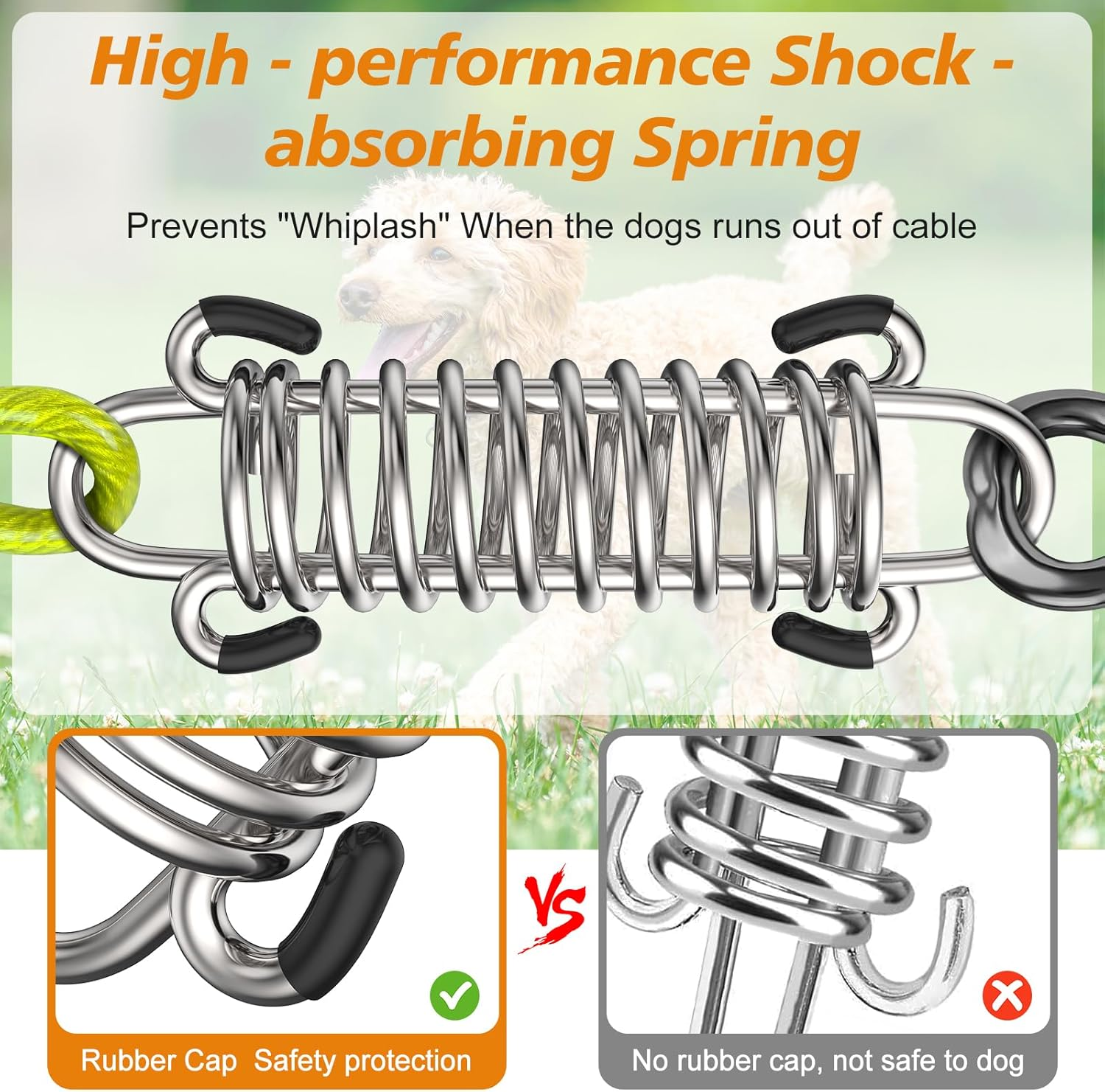 Tresbro 50 Ft Dog Tie Out Cable, Heavy Duty Dog Chains for outside with Spring Swivel Lockable Hook, Pet Runner Cable Leads for Yard Camping，Dog Line Tether for Small Medium Large Dogs up to 350 LBS image number 3