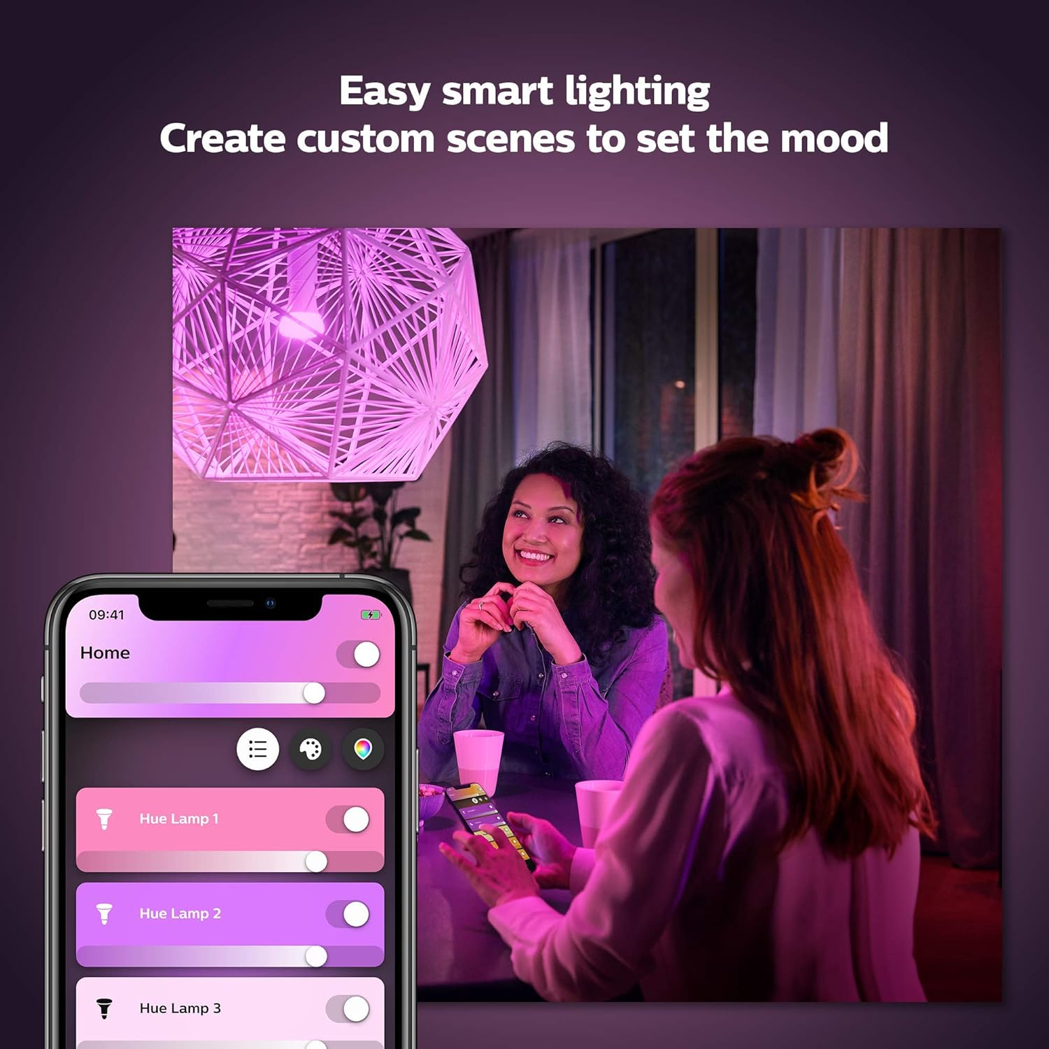 Philips Hue Philips E27 Hue White and Colour Ambiance Smart Bulb Starter Kit - Edison Screw E27 (Compatible with Bluetooth, Zigbee, Amazon Alexa, Apple Homekit, and Google Assistant) image number 3