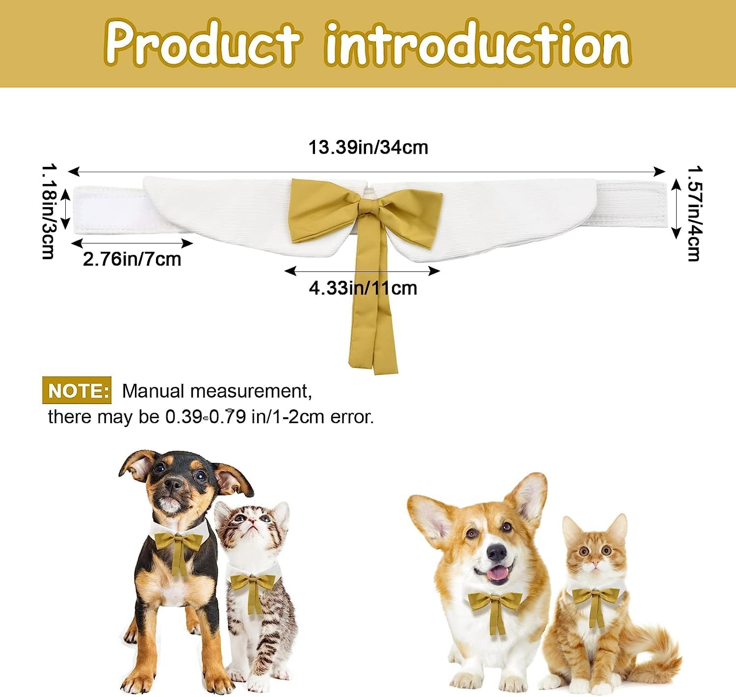 Formal Cat Necktie, 1 Piece Adjustable Cat Neck Tie Collar Cat Tuxedo Bowtie Collar for Dogs Cats Puppies Party Accessories image number 6