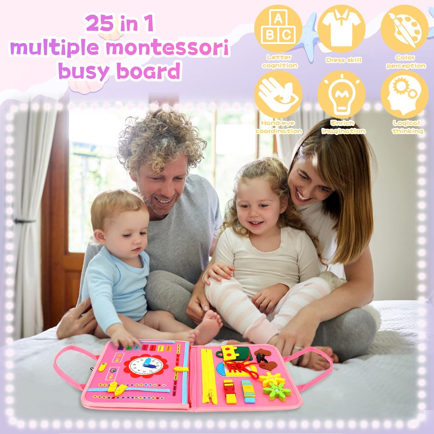 Montessori Sensory Toys for 1-2-3 Year Old Toddler- Kids Busy Board for 12-36 Month Baby Boys Girls 1-3 Baby Activity Games Learning Motor Skill Toys for 1-4 Year Olds Gifts for 1-4 Toddlers image number 1