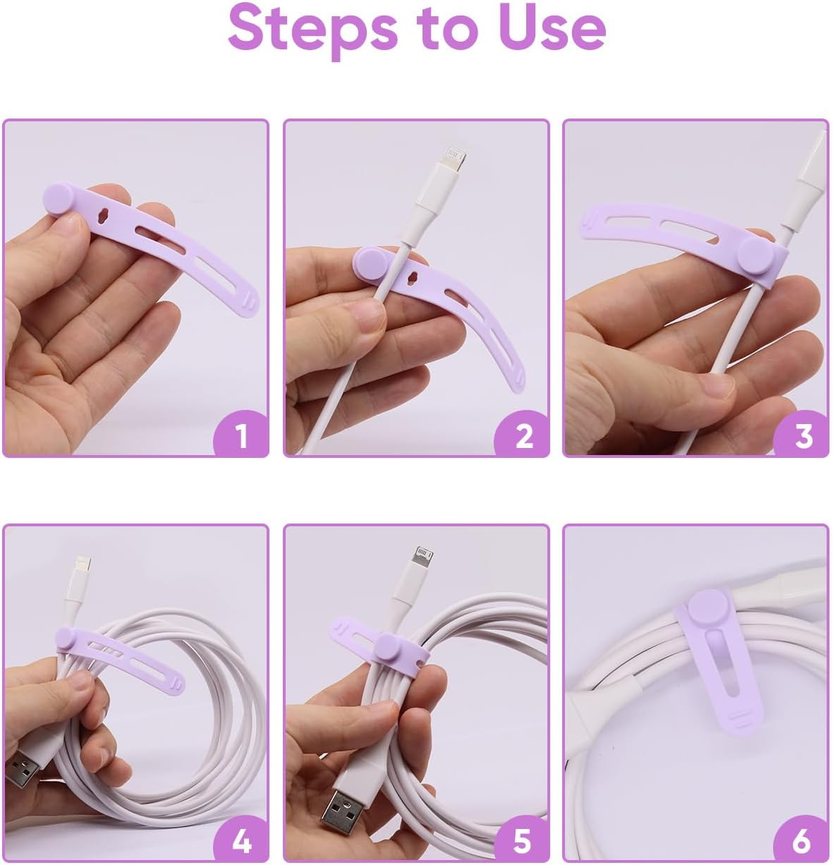 Silicone Cable Ties 7 Colors 14Pcs Cord Organizer for Cable Management 8Cm Reusable Cable Organizer Electronic Accessories for Earphone, Phone Charger, Mouse, Audio, Computer image number 6