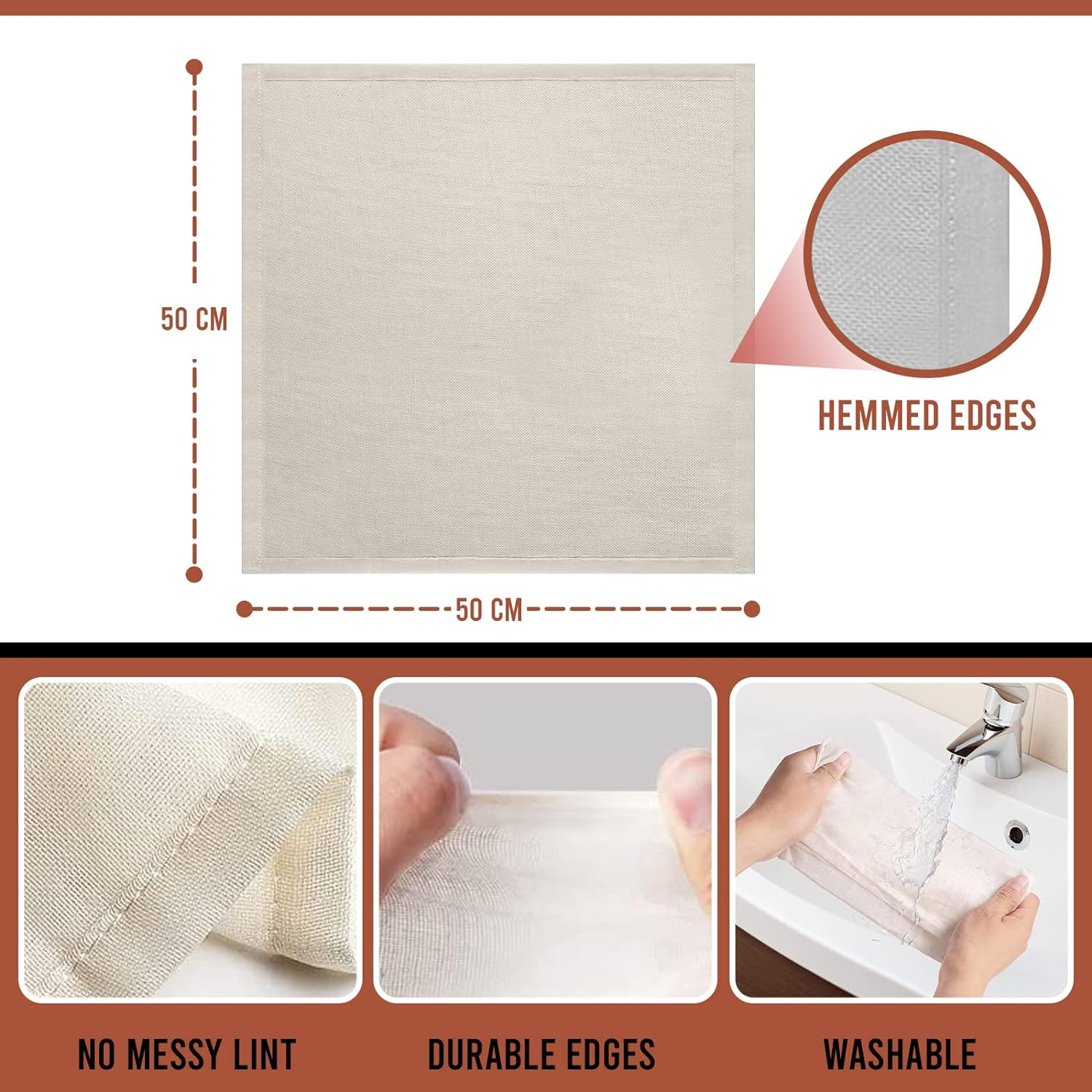 Fashion Track Cheesecloth for Straining, Grade 90 Muslin Cloth for Cooking, 100% Unbleached Cotton Fine Mesh Strainer for Jam Making, Nut Milk, Butter & Steaming - Reusable & Hemmed (50X50Cm - 2 Pcs) image number 5