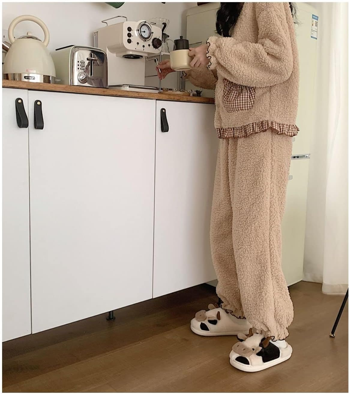 GGOOB Women'S Kawaii Slipper, Cotton Animal Print Slippers for Female, Plush Cow House Slippers in 3 Sizes