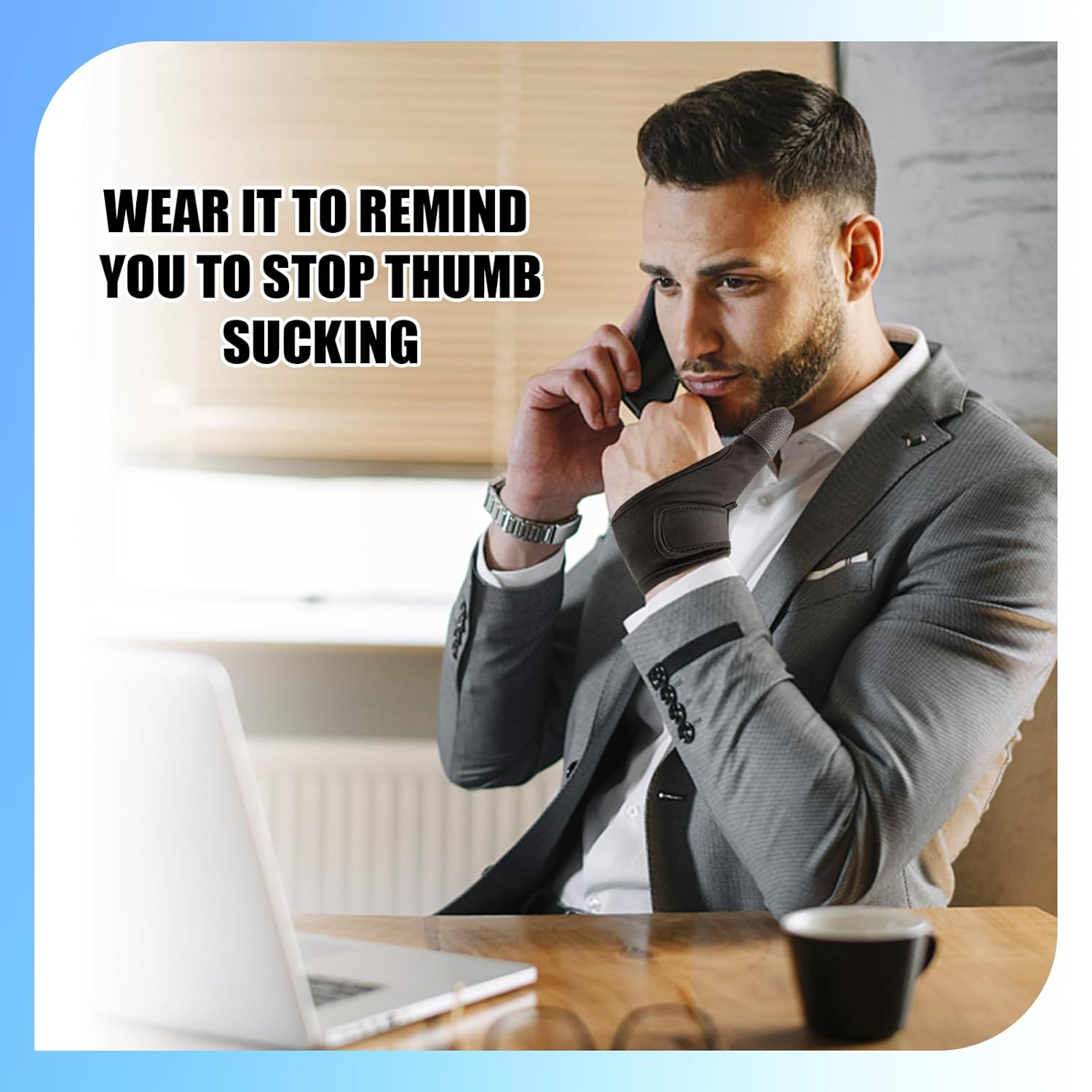 Adult Thumb Guards Habit Finger Gloves for Finger Sucking Stop Nail Thumb Sucking Guard Breathable Thumb Glove to Help Stop Skin Picking Thumb Sucking and Hair Pulling (Leather-1) image number 1