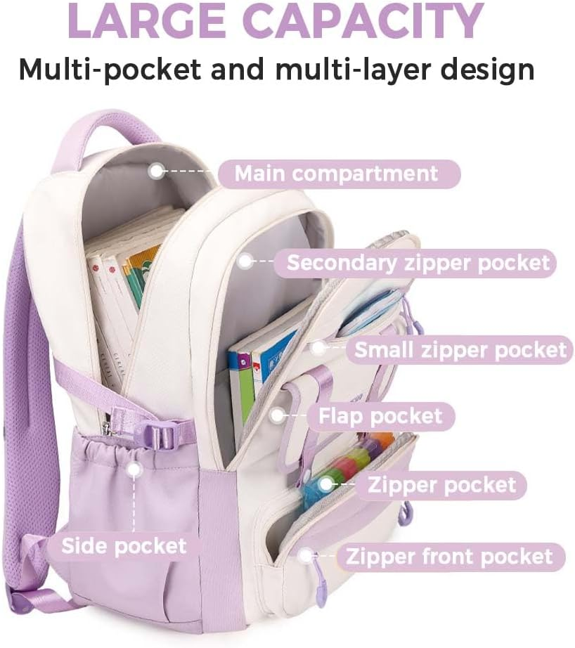 MININAI Womens Backpack for College Cute Aesthetic Large Capacity Laptop Backpack Kawaii Preppy Computer Daypack with Pendant image number 6