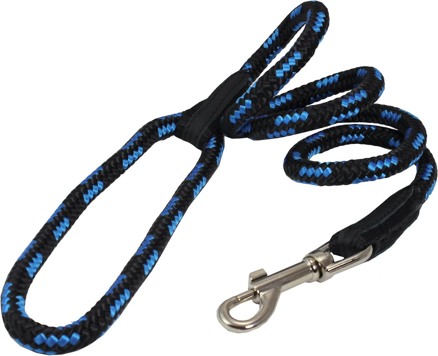 Dogs My Love 6Ft Long Braided Rope Dog Leash Blue with Black 6 Sizes (Medium: 6Ft Long; 3/8" Diam (10Mm)) image number 2