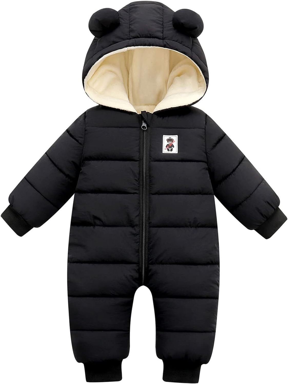 KEOYA Baby Snowsuit Infant Boys Girls Winter Warm Jumpsuit Thick Hooded Bodysuit One Piece Snow Wear Romper