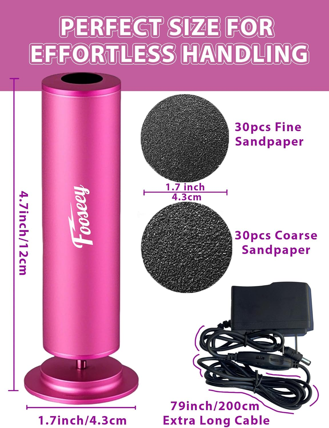 Electric Foot File Tool - Callus Remover for Feet (FSA or HSA Eligible), Professional Pedicure Machine with 60Pcs Sandpaper Discs, Adjustable Speed Foot Files for Deadskin, Dry and Cracked Feet image number 2