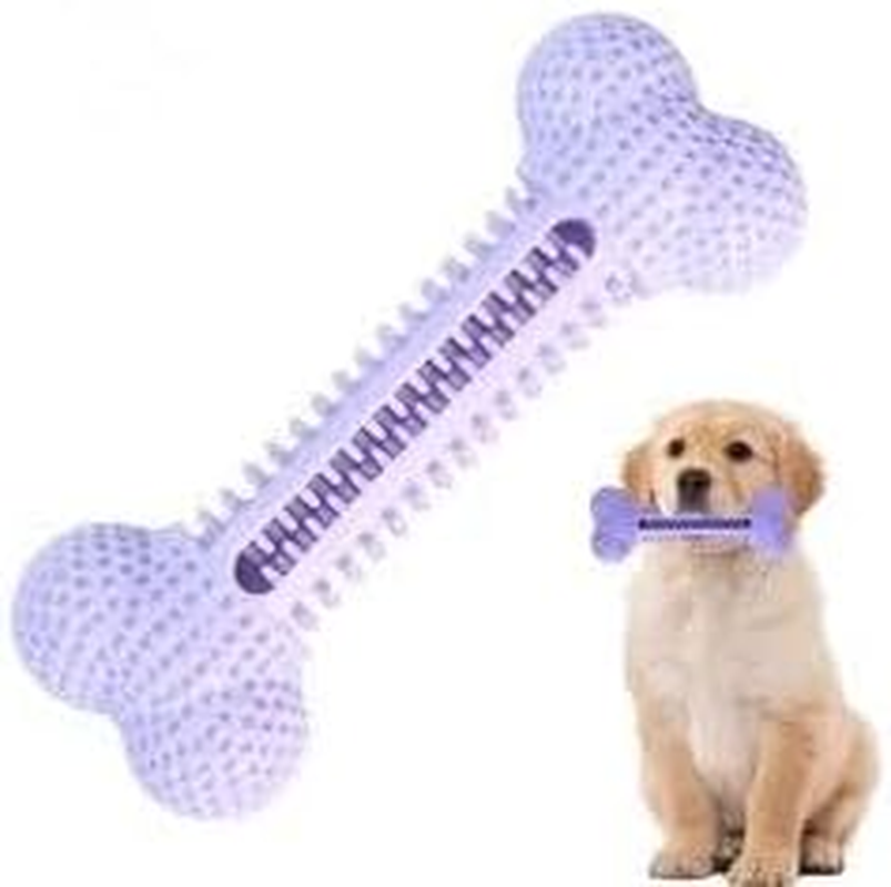 Patchy'S Pets Puppy and Dog Toothbrush Dental Chew Toy Bone, Teeth Cleaning, Teething, Soft Flexible Durable Rubber Dog Toys, Small Treat Holder, Puppy and Small Breeds, Non Toxic (Green)