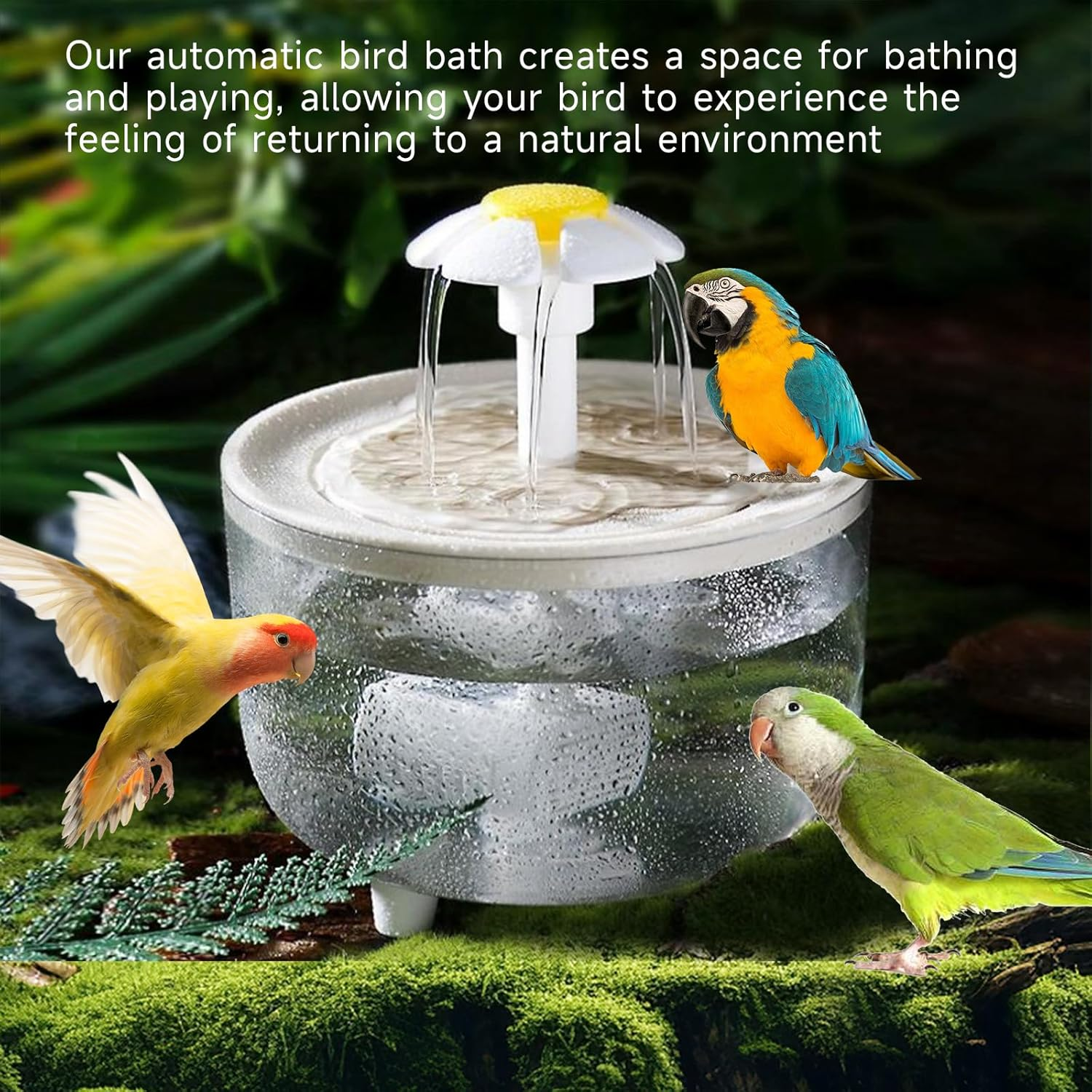 Bird Bathtub for Indoor Birds, Parrot Shower, Automatic Bathtub for Birds, Suitable for Parrots, Lovebirds, Pachyderms Small and Medium Sized Pet Birds image number 5