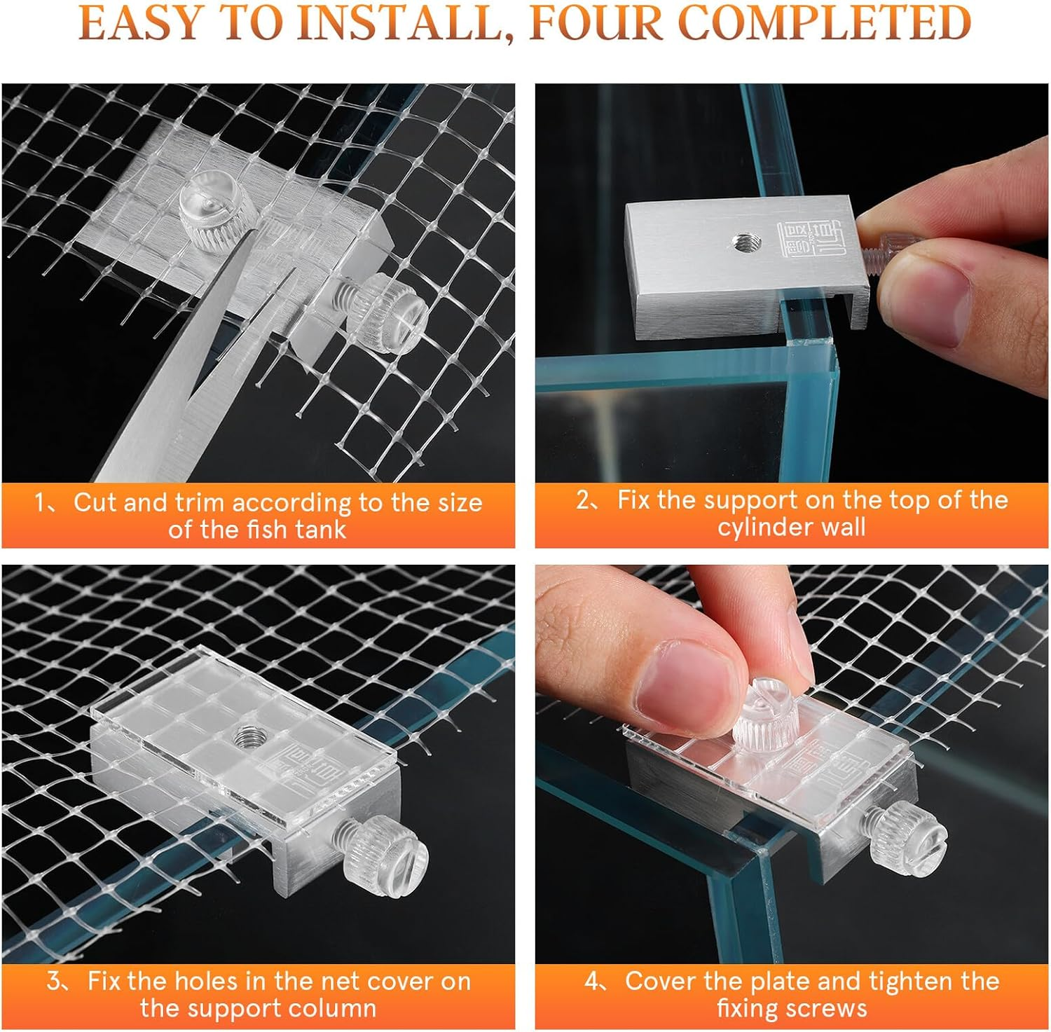 Levemolo 1 Set Fish Tank Mesh Lid 5 Clips Adjustable Anti-Jump Net Cover Comfortable Texture for Fish Jumping Prevention and PET Escape Protection Random Style image number 6