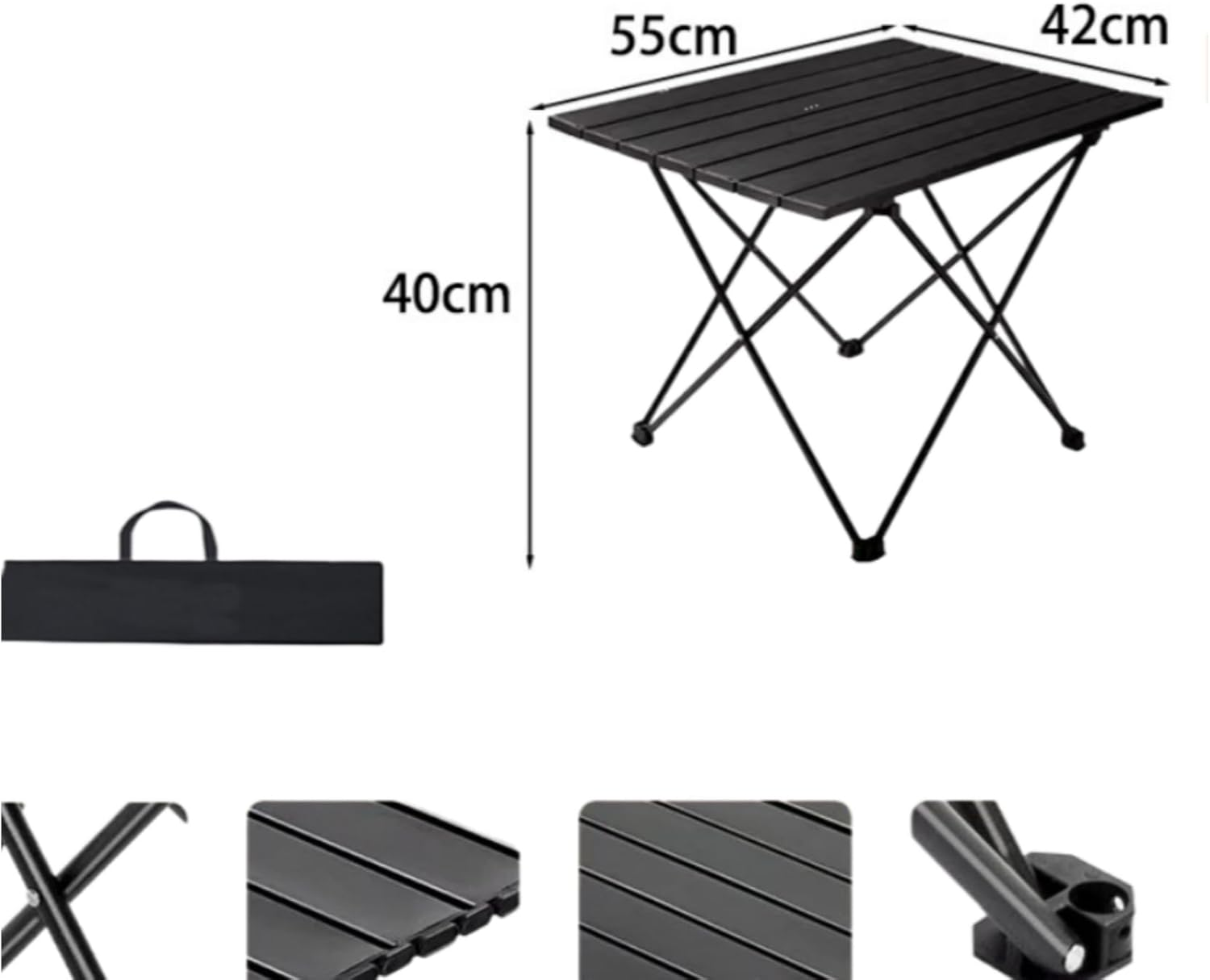 Folding Camping Table, Ultralight Aluminum Portable Table with Carrying Bag for Camping, Hiking, Backpacking, Picnic, Beach, BBQ, Compact Lightweight Collapsible Travel Side Table (Black) - Log Color image number 5