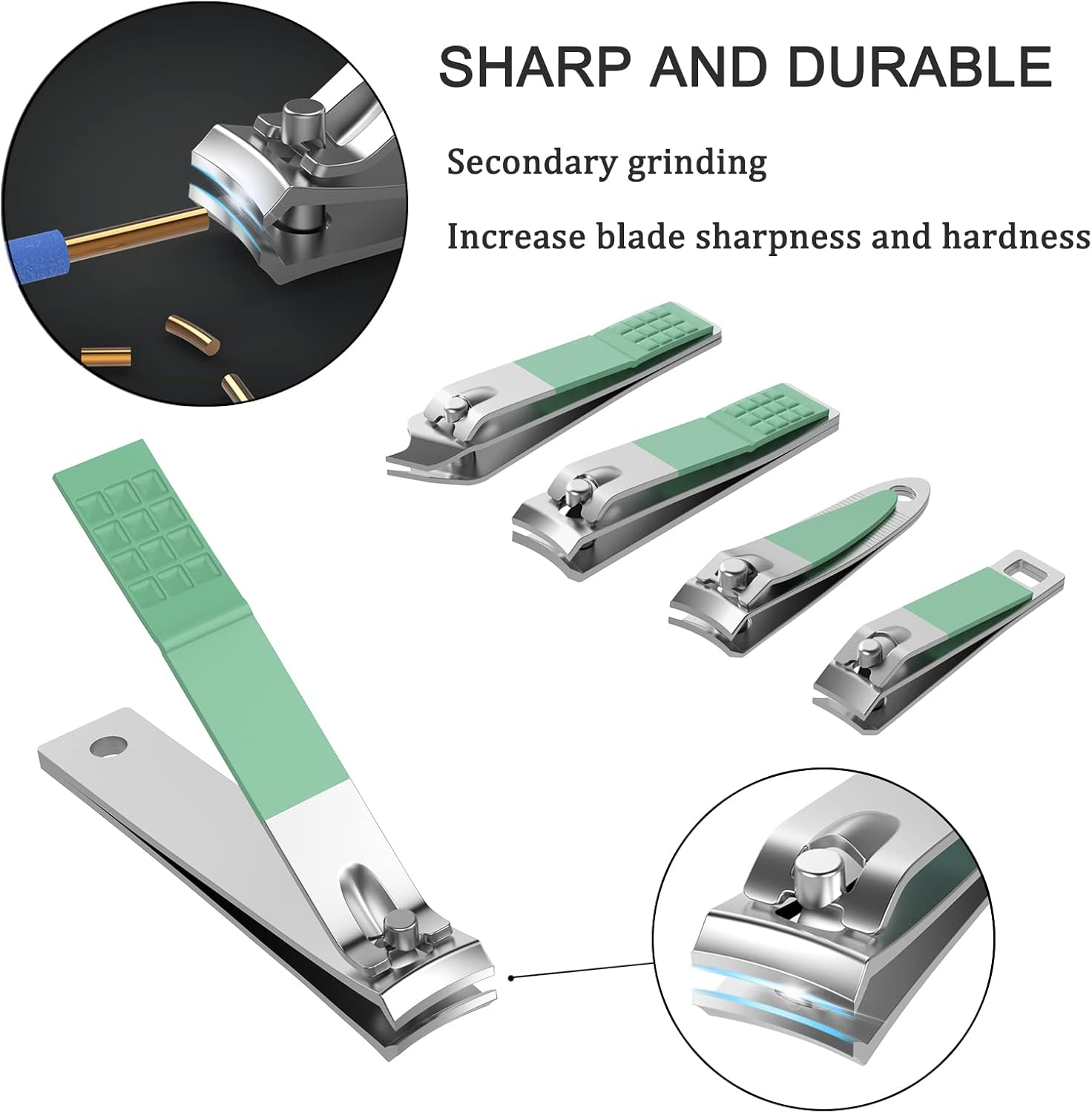 Manicure Set Personal Care, Nail Clipper Kit, Professional Nail Clipper Pedicure Set, Nail Tools with Luxurious Travel Case, Gifts for Men Women Family Friend, 31 Pieces (Green) - B image number 5