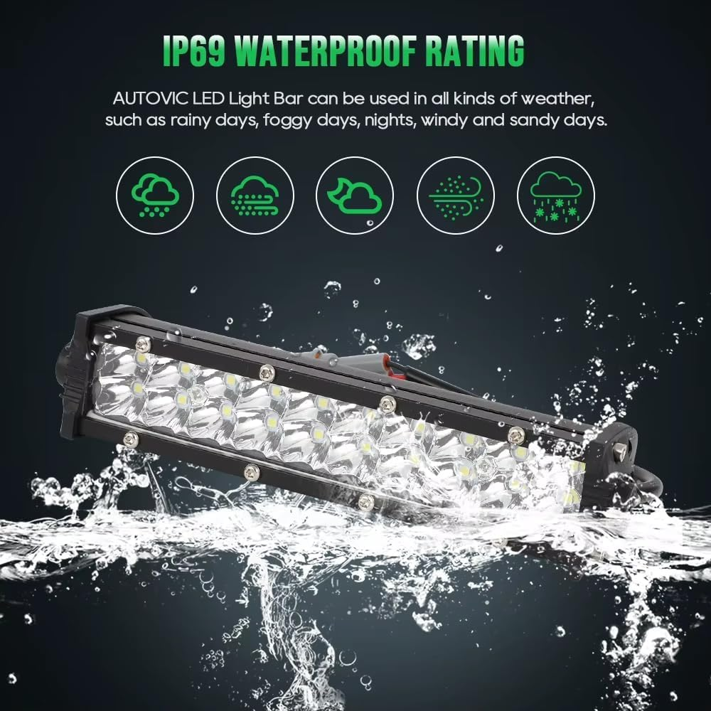 7 Inch LED Light Bar, 20LED Double Row Work Light Bar for Truck, Spotlights Motorcycle LED Headlight Kit with Mounting Brackets and Switch for CRF (1 Pack) image number 2