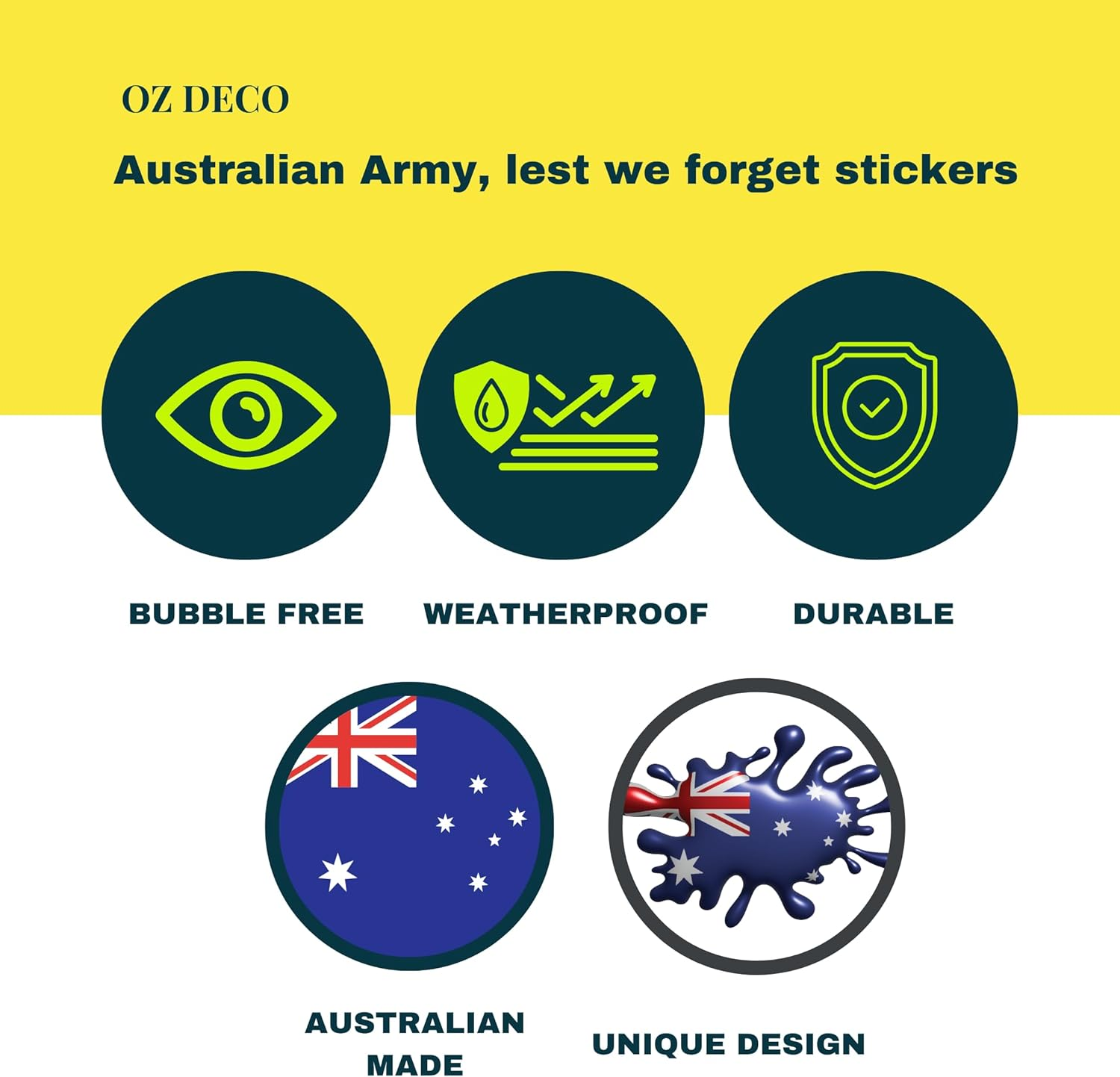 Australian Flag Splat Car Stickers &ndash; 2-Pack Flat Vinyl Decals with Printed 3D Effect (15X10Cm) &ndash; Weatherproof, Bubble-Free &ndash; Fun Aussie Flag Decoration for Cars, Utes, Australia Anzac Day image number 6