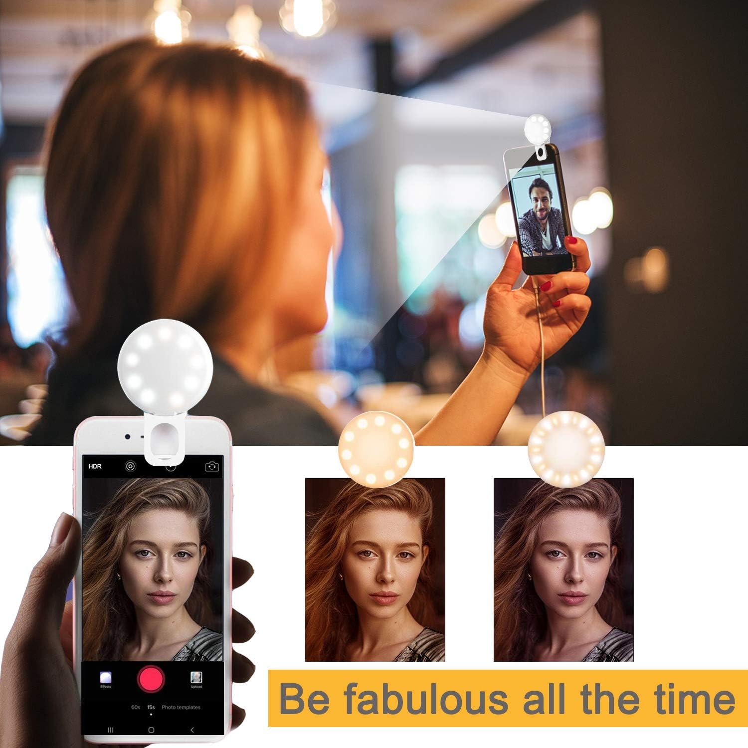 Mini Ring Light, Sansent Small Clip on Ring Light,Portable LED Light for Phone, 3-Level Adjustable Brightness Selfie Light (0.4 Inch) image number 2