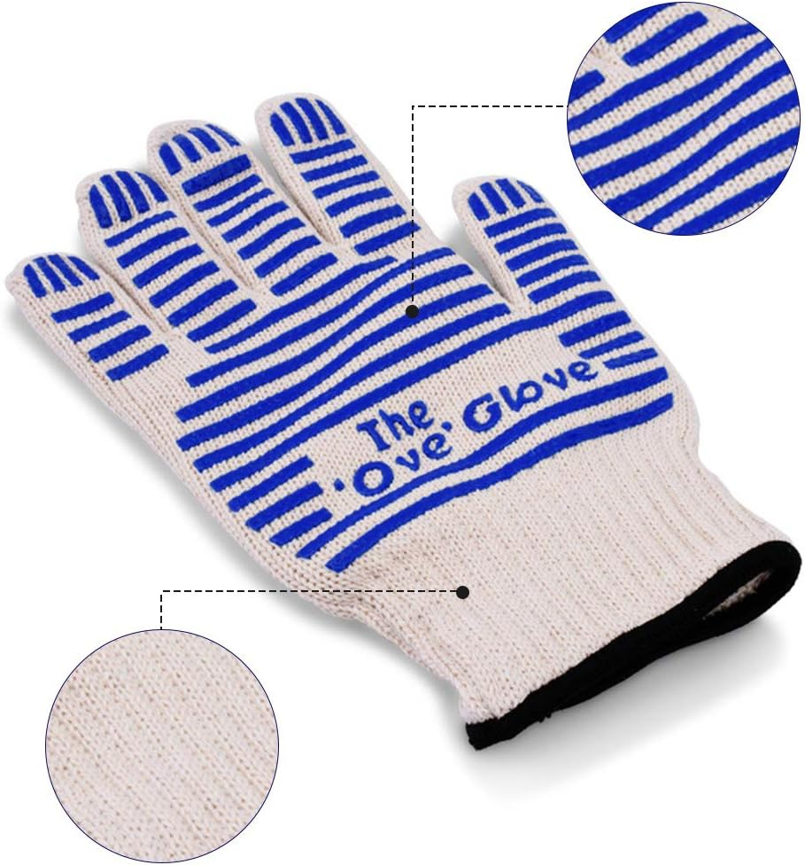 SACALA Heat Resistant Oven Gloves, a Pair of Non-Slip Kitchen Heavy Duty Microwave Roaster Gloves, Hot Surface Handler Silicone Shell Extreme Heat Proof Gloves for Baking Cooking Grill BBQ image number 6