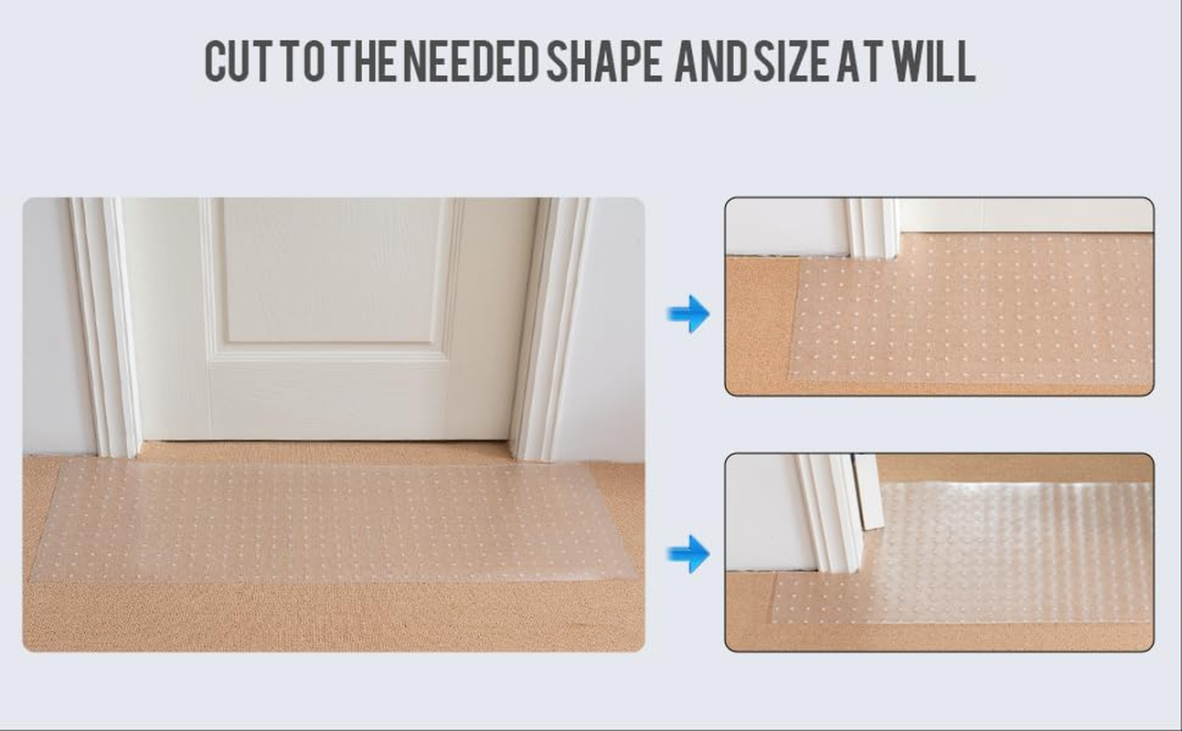 WEZCHUGHAOL 3.6Ftcarpet Protector for Pets-Cat Carpet Protector for Doorway, DIY Anti-Slip anti Scratch under Door Cat Scratch Protector Mat,Easy to Cut Clear PVC Carpet Scratch Stopper image number 4