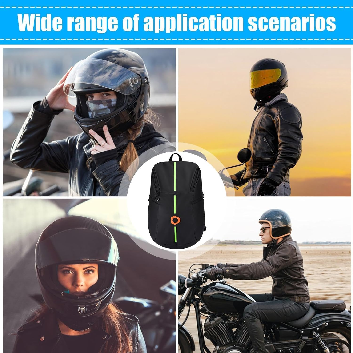 Generisch Unisex Adult Motorcycle Helmets Backpack, Ergonomic Design, Waterproof, 3 Compartments, 1.15 Pounds, 29X34X29 Cm, Black image number 4