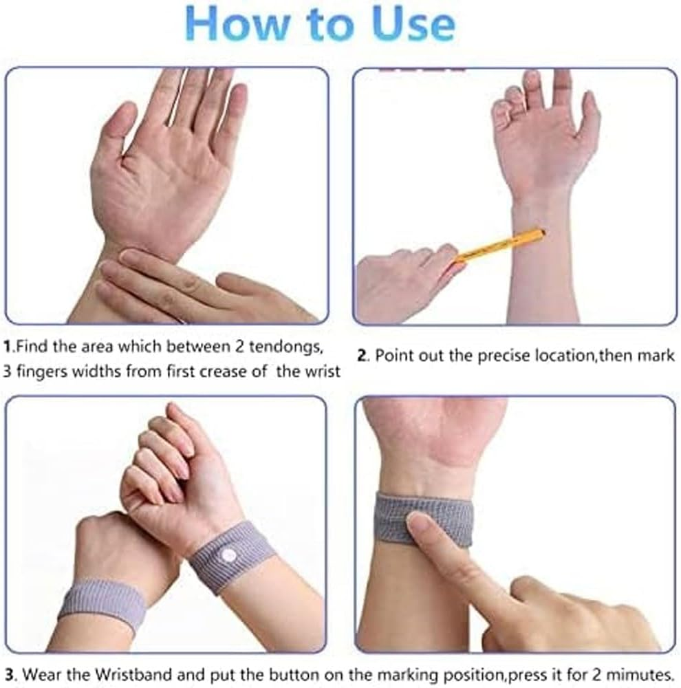 6 Pcs Travel Sickness Relief Wristbands,Seasick Wristbands for Pregnancy Children Adults, Anti-Nausea Wristbands for Car Sickness(Pink,Blue,Black)