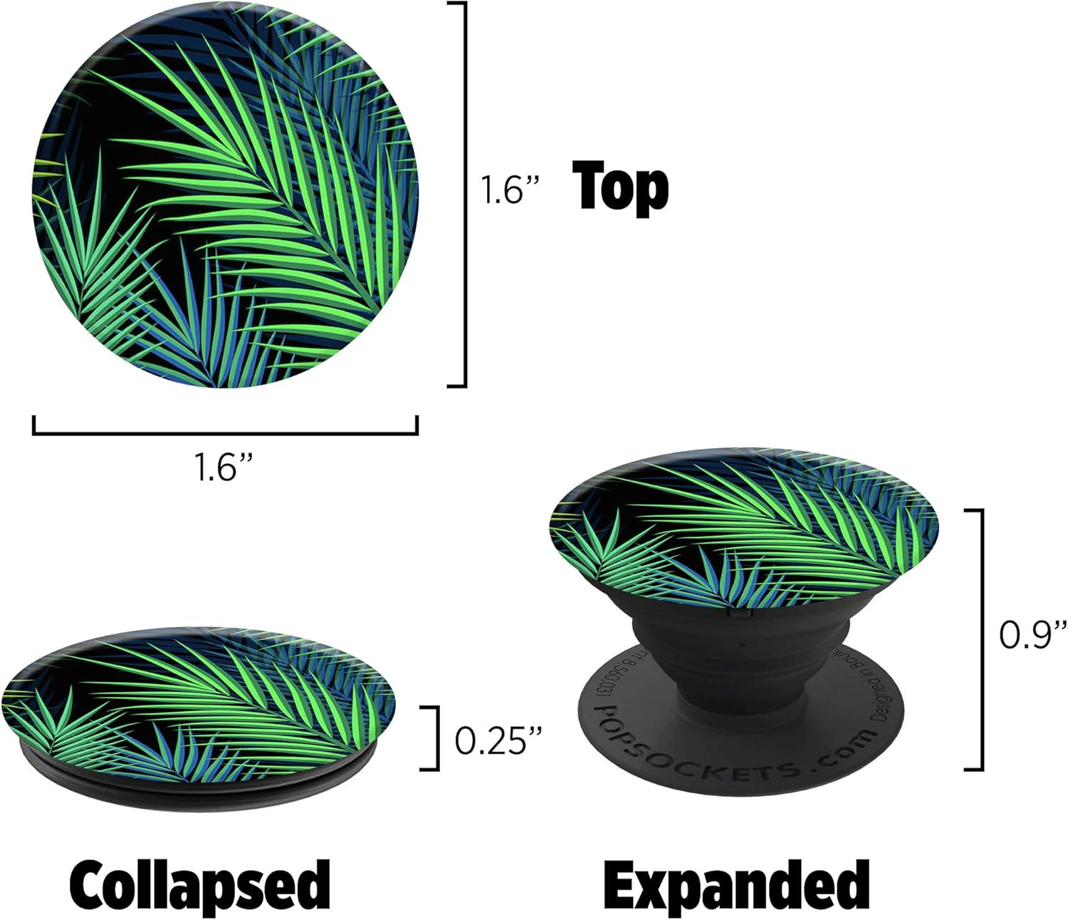 Popsockets: Collapsible Grip & Stand for Phones and Tablets - Midnight Palms - Multicolor image number 5