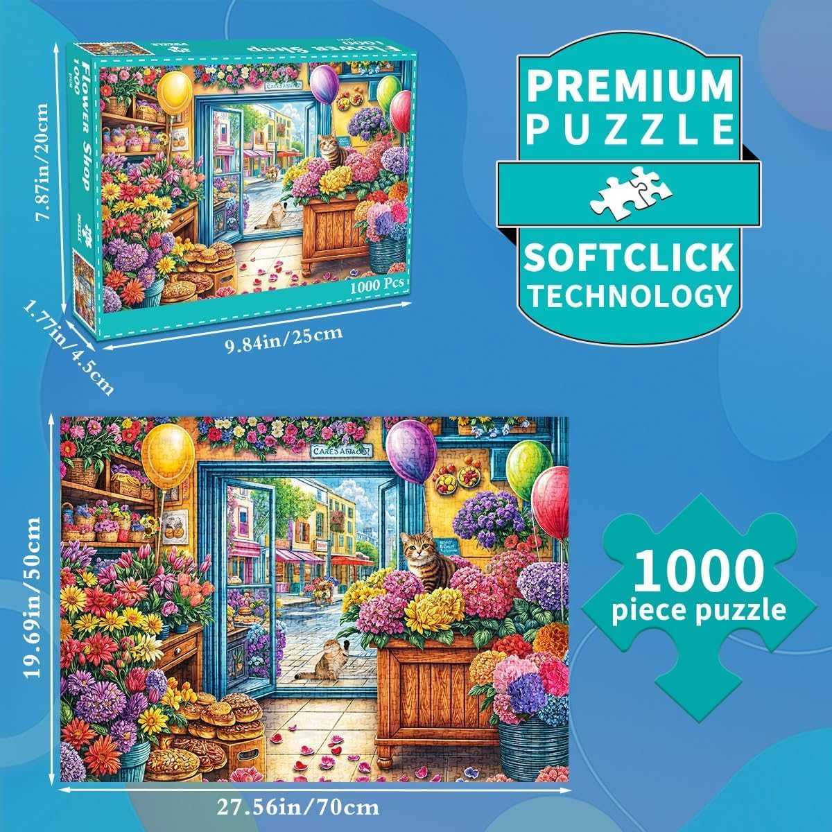 Jigsaw Puzzles for Adults 1000 Pieces, Interlock Perfectly Letter on Back No Dust, Home Decor Birthday Gift Toy for Men Women Elders Seniors, 1:1 Poster - Full House