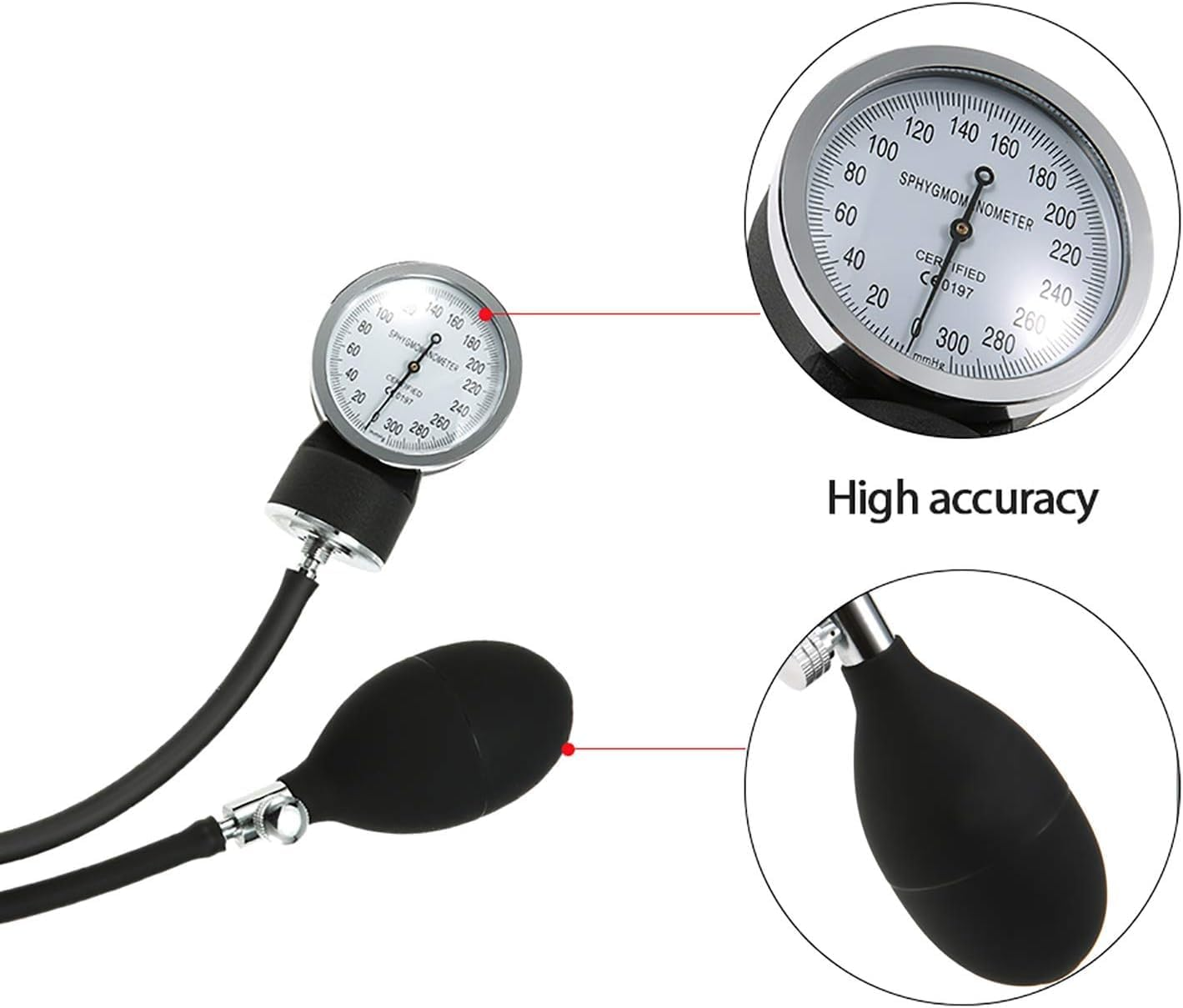 Home Blood Pressure Monitor Three-Piece Set, Lncluding Manual Blood Pressure Monitor, Stethoscope and Portable Leather Case (Black) image number 3