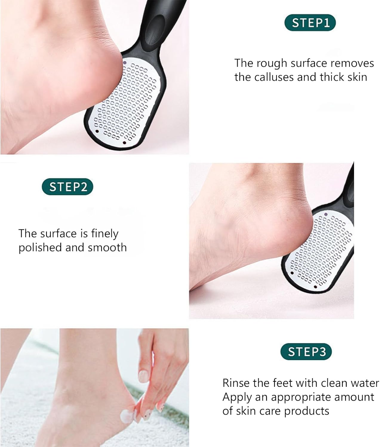 Agwenkui Foot File Callus Remover with Dead Skin Catcher - Foot File Callus Remover Tool for Mess-Free Pedicures, Effective Heel Scraper for Cracked Heel Treatment, Wet Dry Use Feet Rasp (Black) image number 4