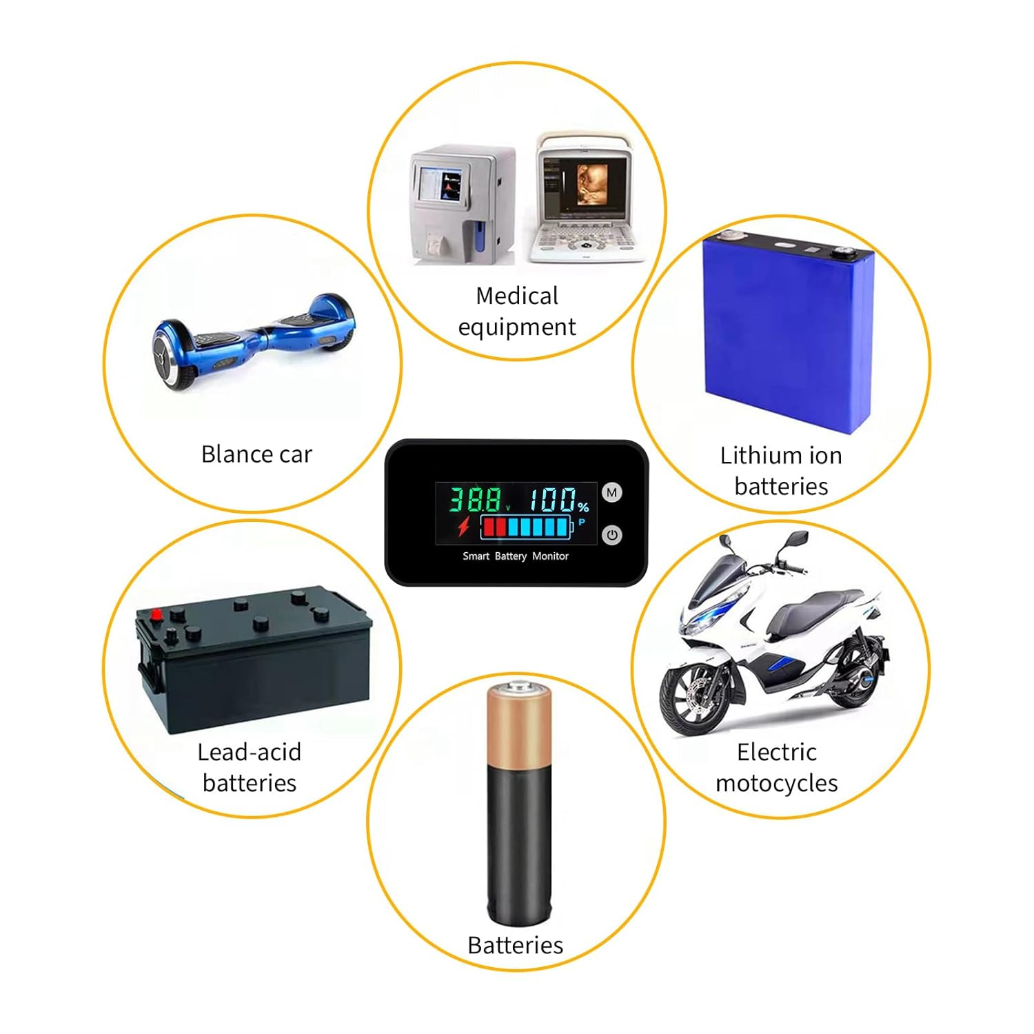 Upgrade IPX7 Waterproof Battery Monitor, 12V 24V 36V 48V 60V 72V Digital Display Battery Capacity Tester with Buzzer Alarm and Temperature for Car, Golf Cart, RV, Boat image number 6