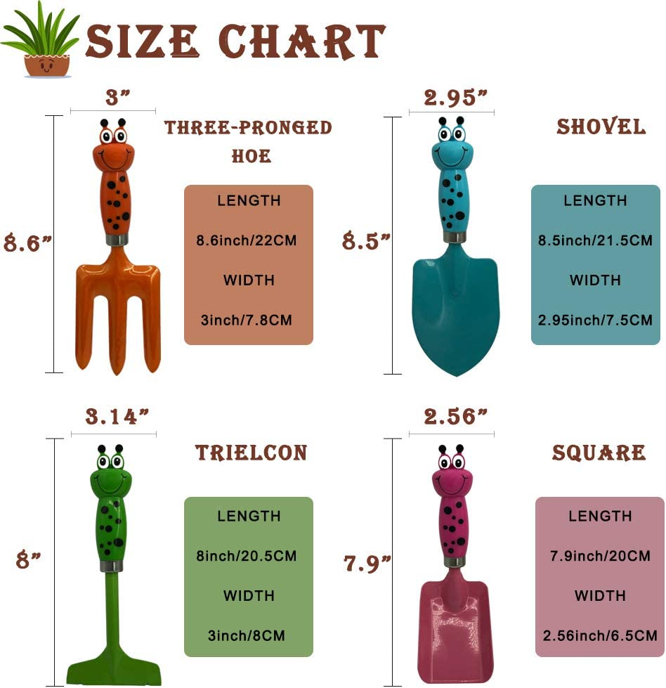 Kids Gardening Tools Set Metal Hand Shovel Mini Garden Tools for Kids, Safe Toy Gardening Tools for Soil Planting Digging Transplanting 4 Pieces image number 6