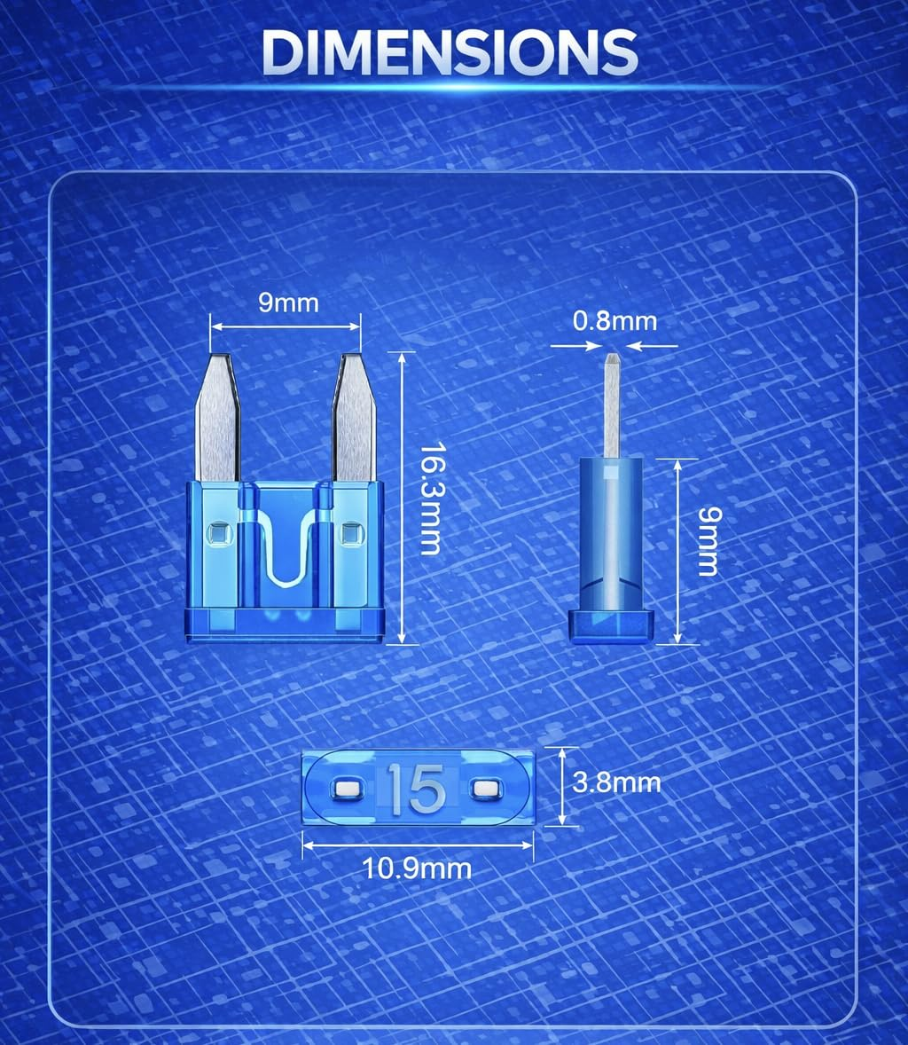 130-Piece Mini Car Fuse Assortment Kit, Automotive Assorted Blade Fuses, 1A-40AMP, Universal Fit for Cars Utes Boats Bikes Caravans (130Pcs: Mini) image number 2