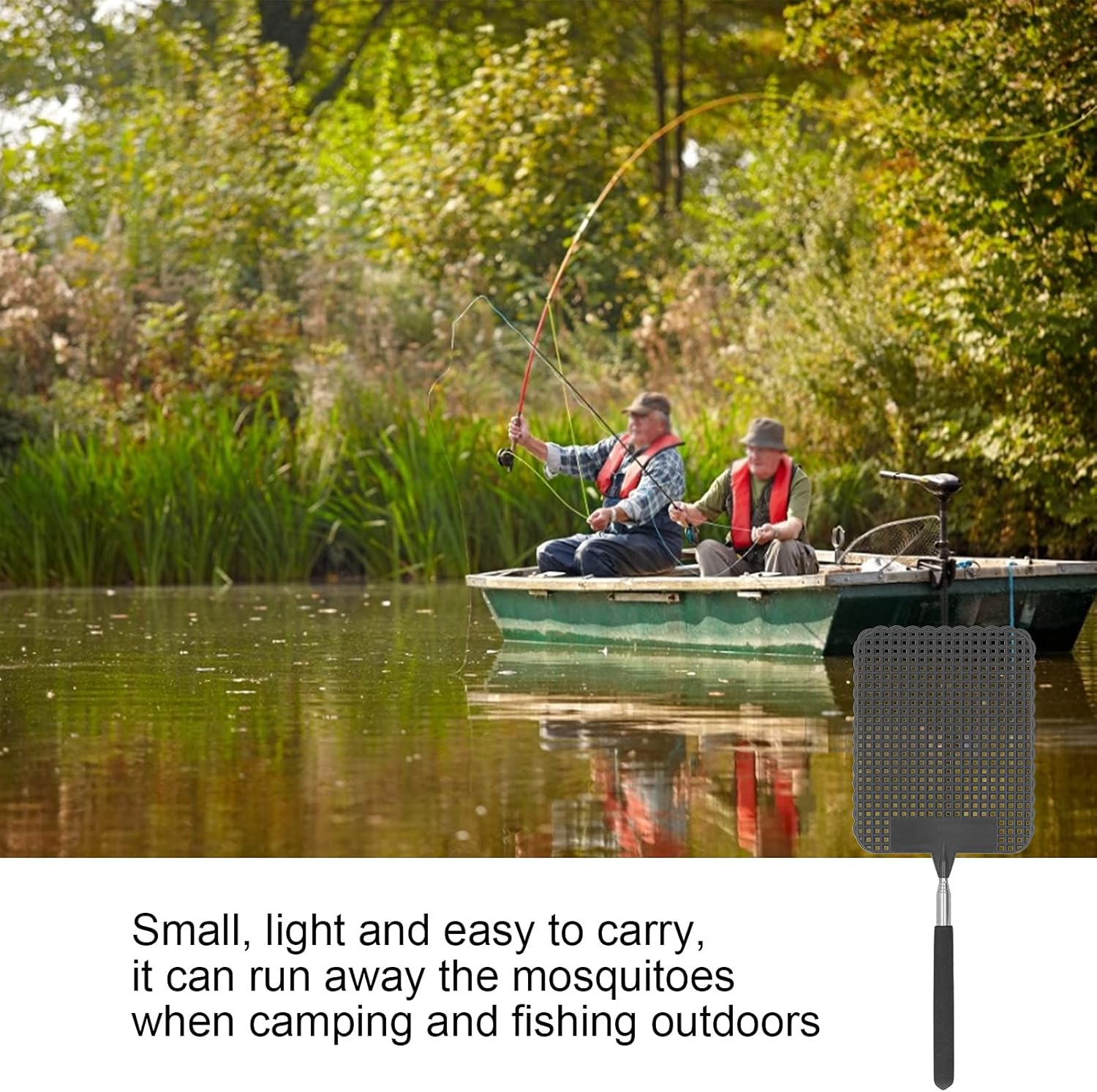 Extendable Plastic Flyswatter, Light Telescopic Fly Swatter Plastic with Stainless Steel Rod for Fishing for Camping for Home for Office(Black) image number 5