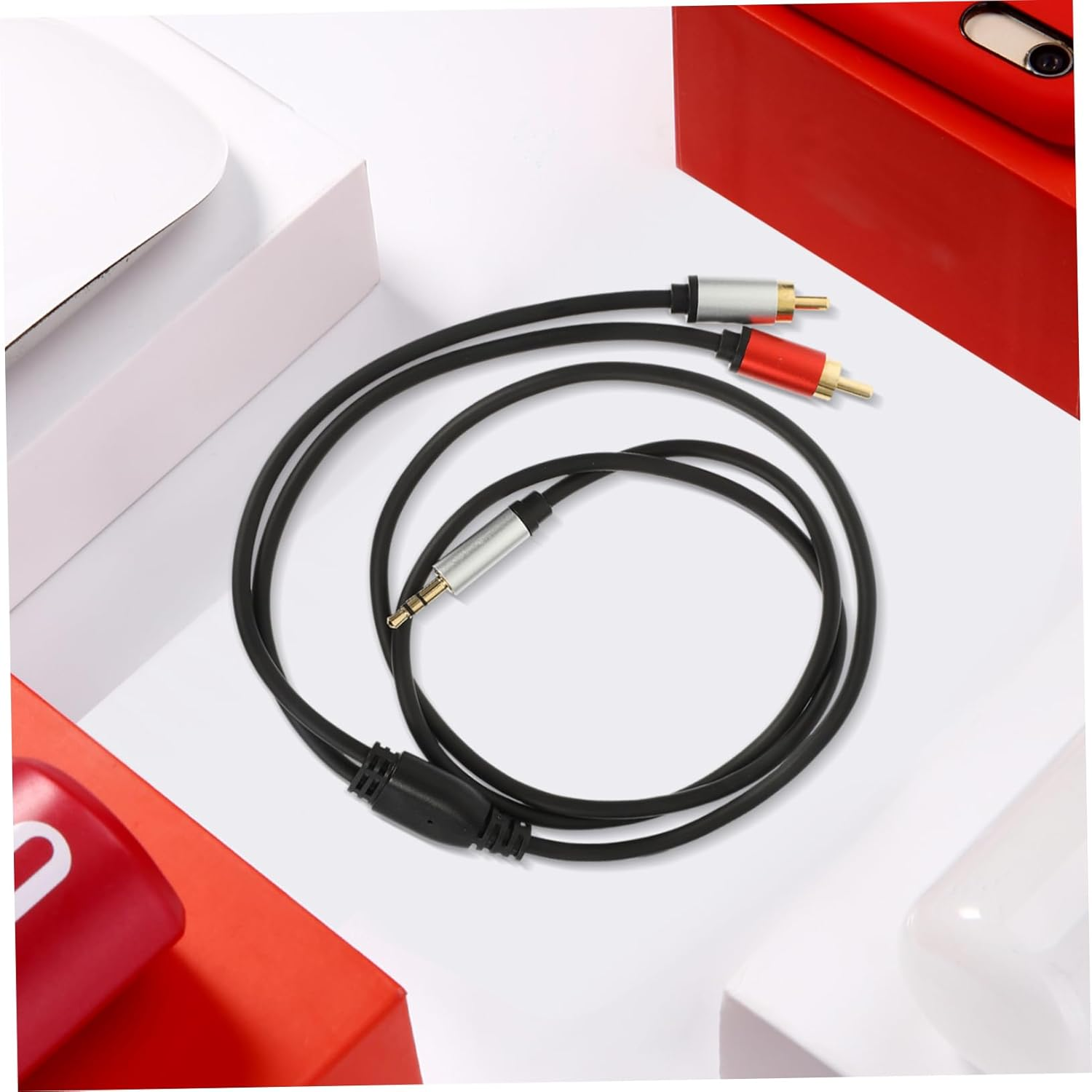 Angoily 2Pcs Audio Cable Adapter Cord for Phone Stereo Aux Cord Splitter Cable to Dual Connector for Home Theater System image number 2