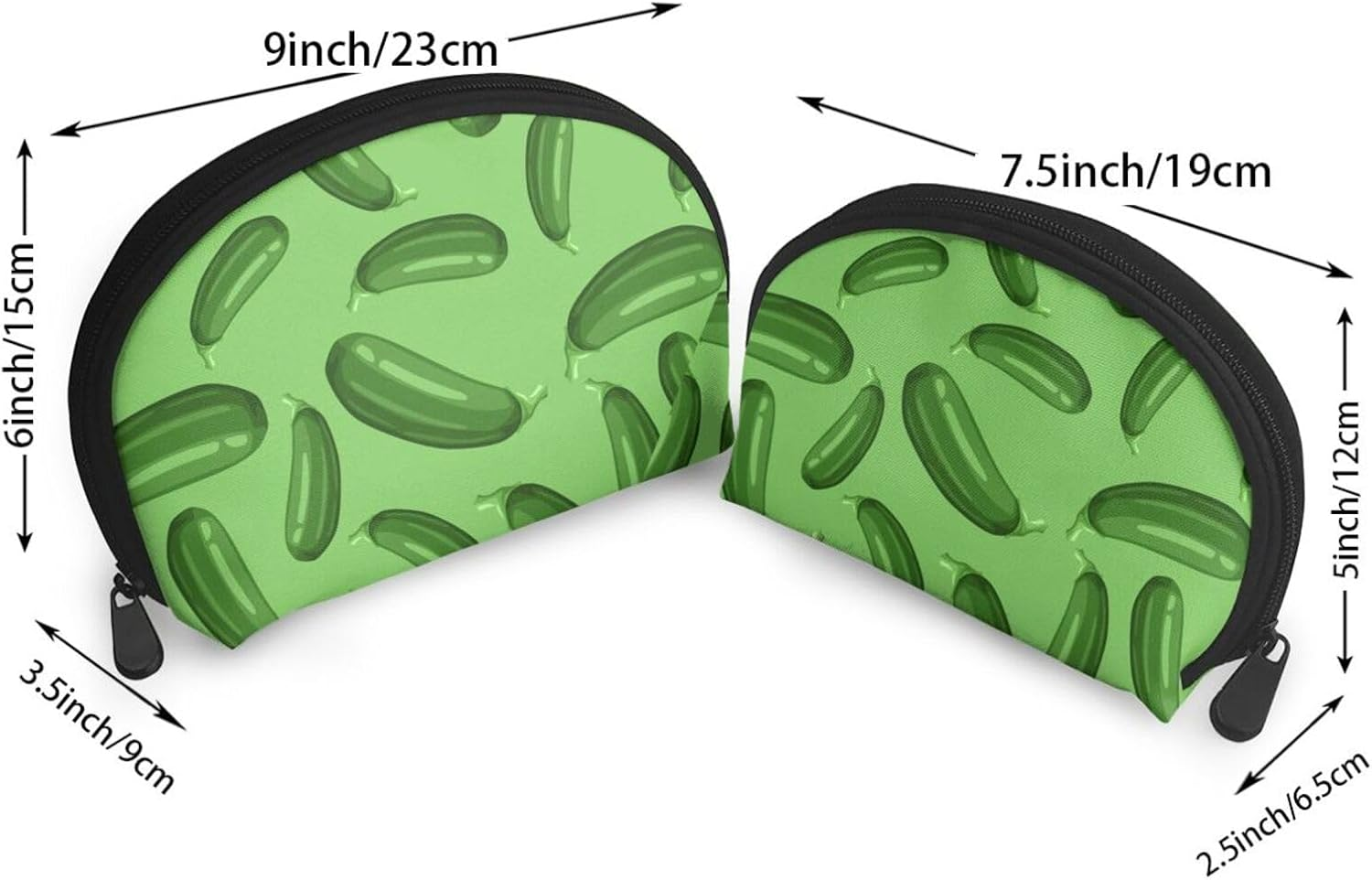 Cozimangoe Coin Pouch Makeup Bags Set, 2 Piece Shell Shape Cosmetic Bag with Pockets for Daily Travel Handbag Lipstick Keys Toiletry, Personalized Green Ripe Zucchini image number 4