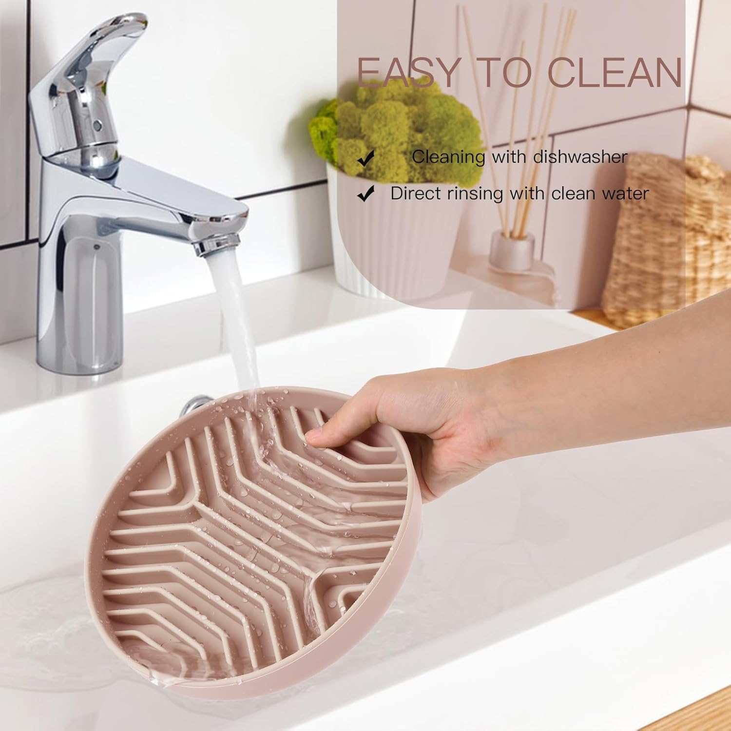 Slow Feeder Dog Bowls, Puzzle Silicone Dog Feeding Bowls with Suction Cups, Anti-Choking, Non-Slip Design, Reduces Boredom, Anxiety, Ideal for Medium to Small Dogs & Cats - XAQMHSW (Pink) image number 2