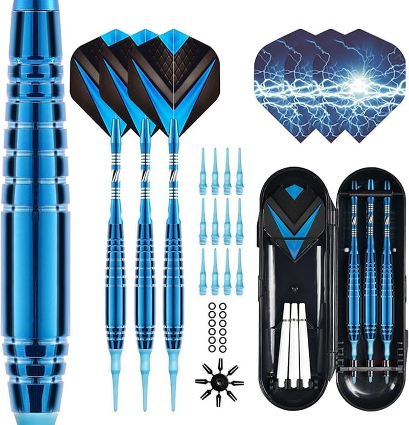 Soft Tip Darts Sets - Soft Tip Darts for Electronic Dartboard Plastic Tip Darts Set with Aluminum Shafts + Extra 3 Dart Flights 3 Replace Plastic Shafts