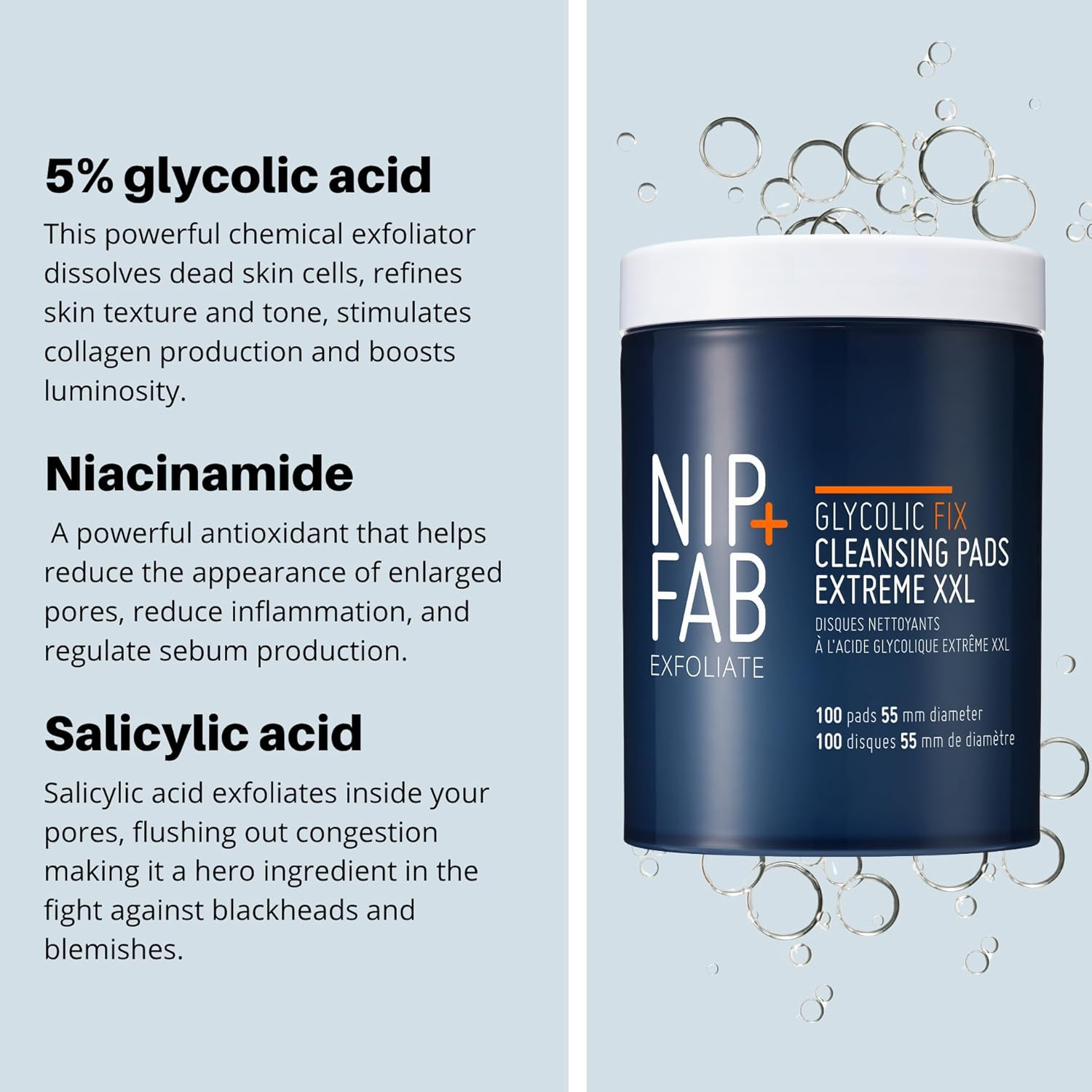 Nip+Fab Glycolic Extreme Fix Night Pads , 100 Pack image number 4